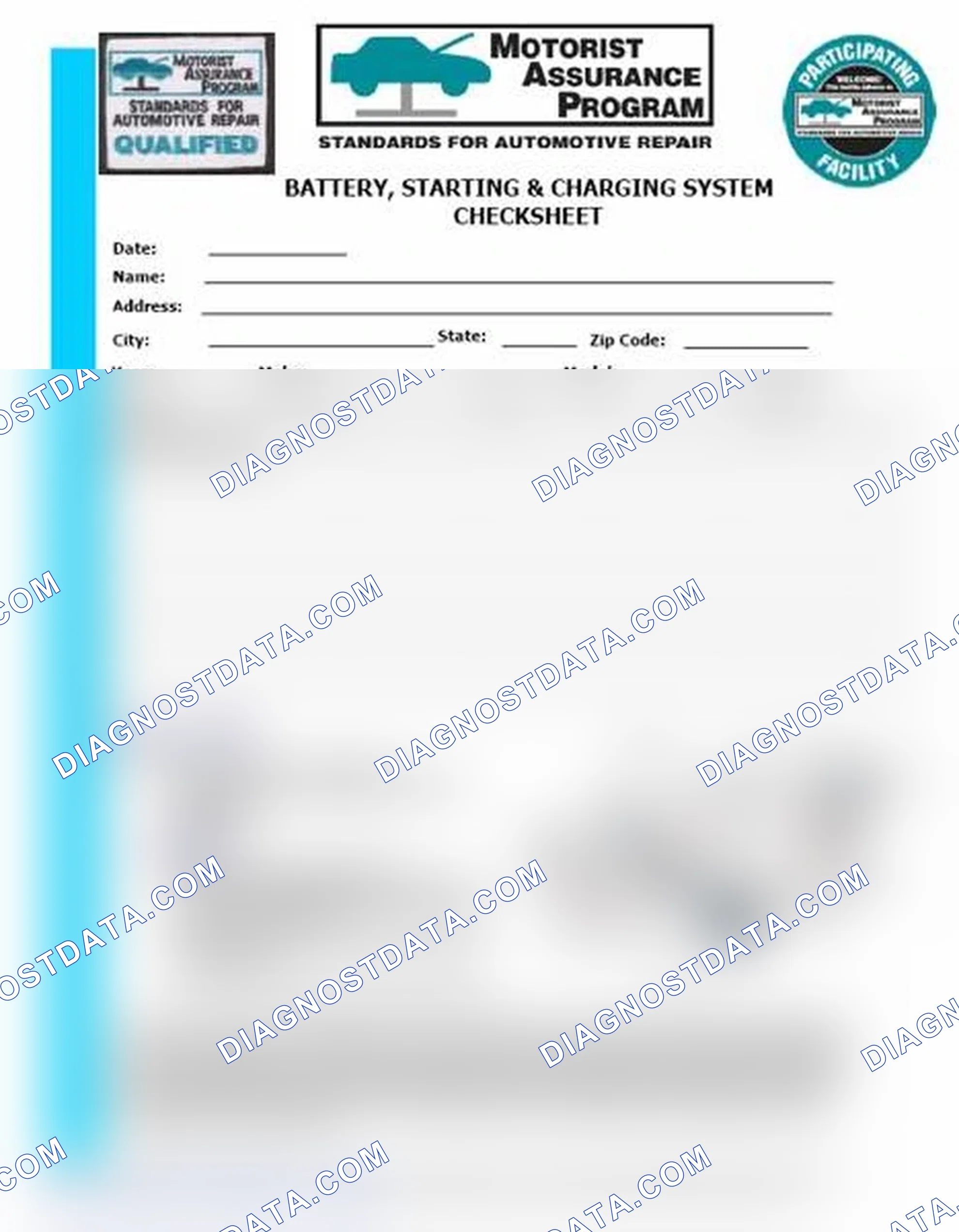 Scheme 3: Battery, Starting & Charging System Checksheet (1 Of 2)