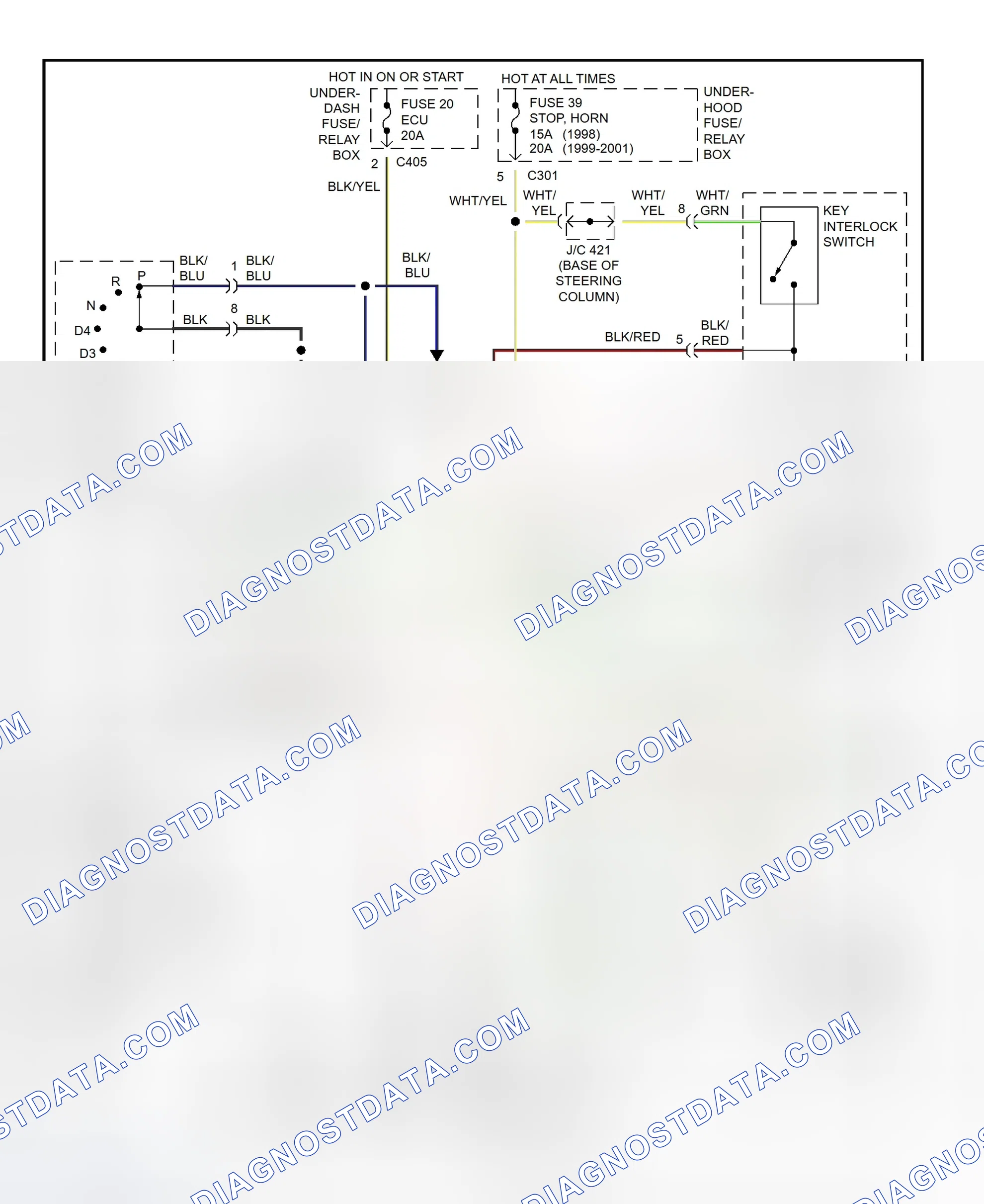 Scheme 65: Shift & Key Interlock System Wiring Diagram (Acura 3.5RL)