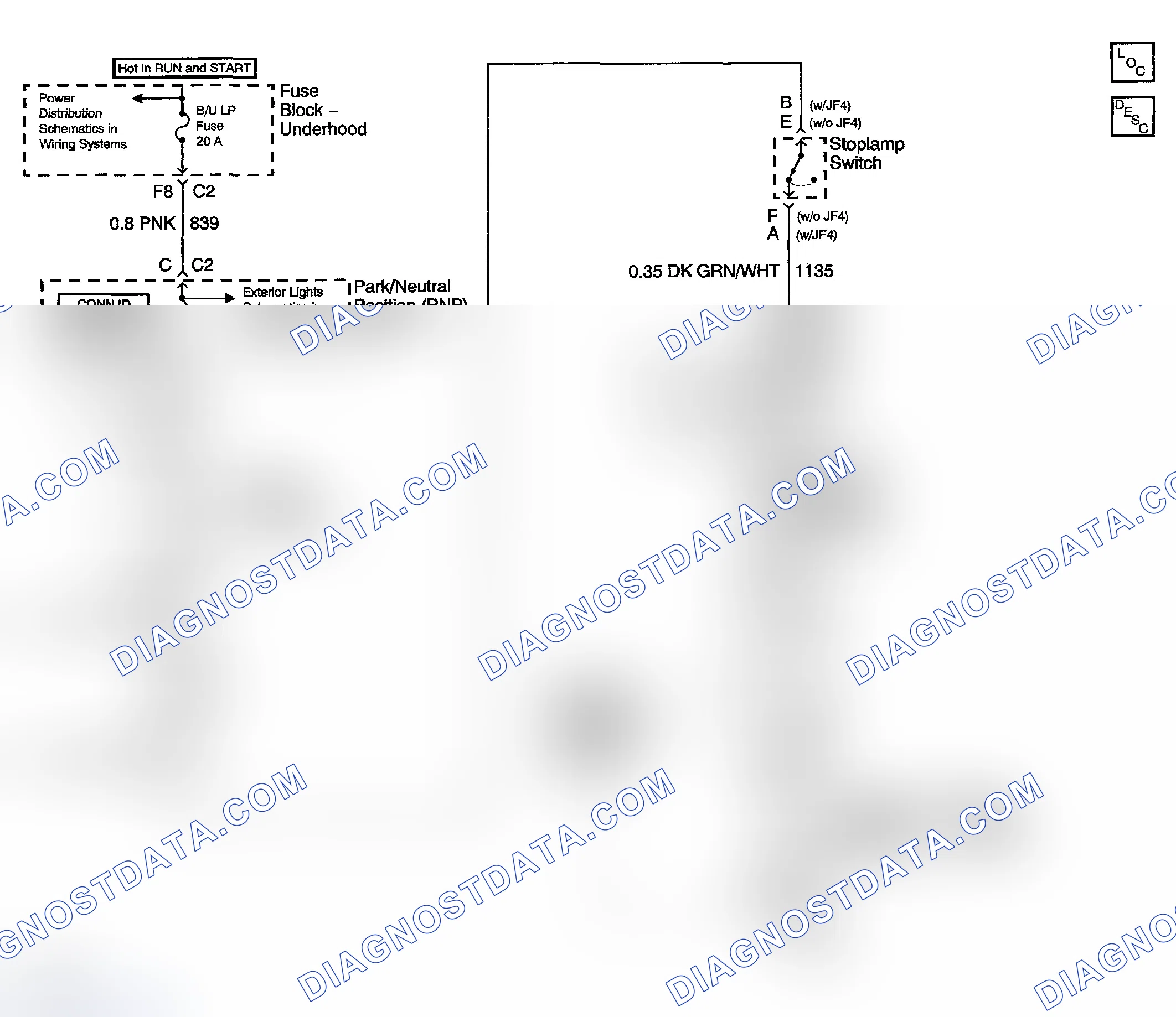 Scheme 526: Automatic Transmission Shift Lock Control Schematics
