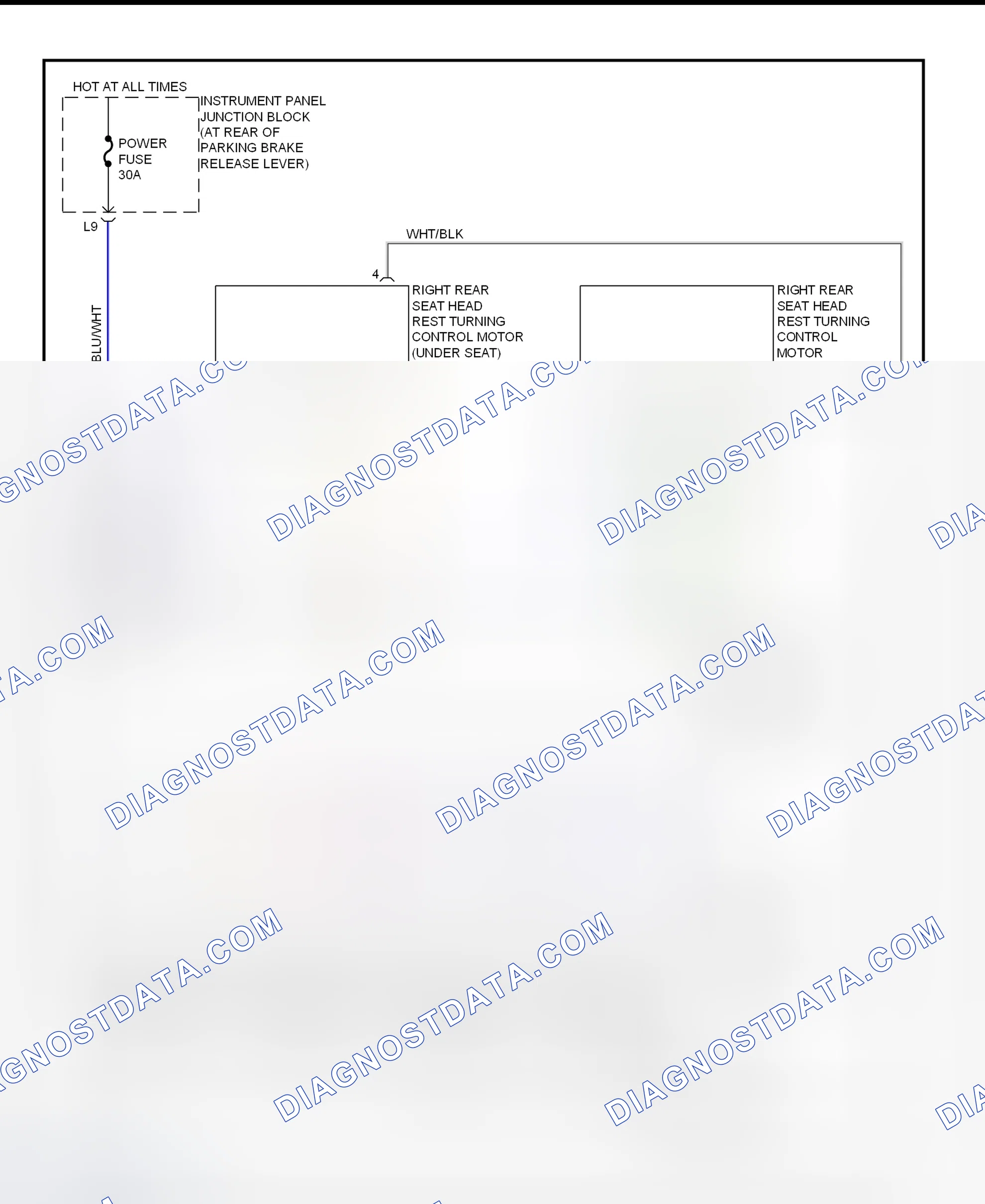Scheme 14: Rear Power Seat System Wiring Diagram (LS400)