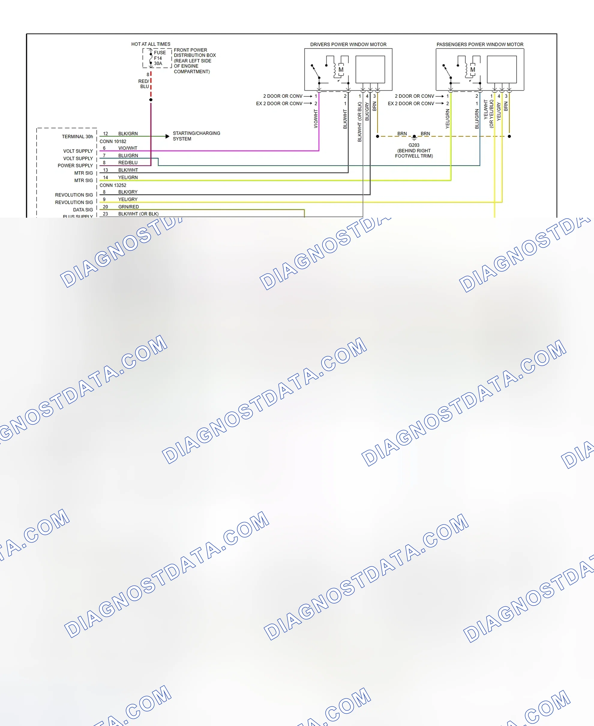 Scheme 4: Power Window Wiring Diagram (1997 318i, 318is, 328i, 328is & M3 - 1 Of 2)