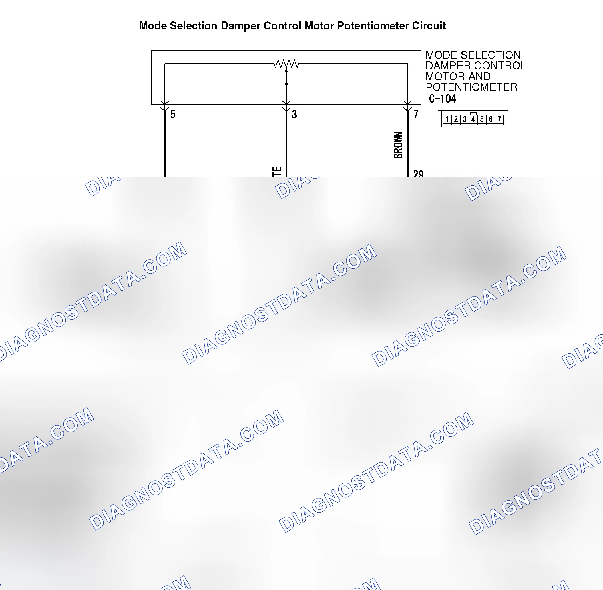 Scheme 84: DTC B1062: Mode Selection Damper Control Motor and Potentiometer (Potentiometer system shorted to it