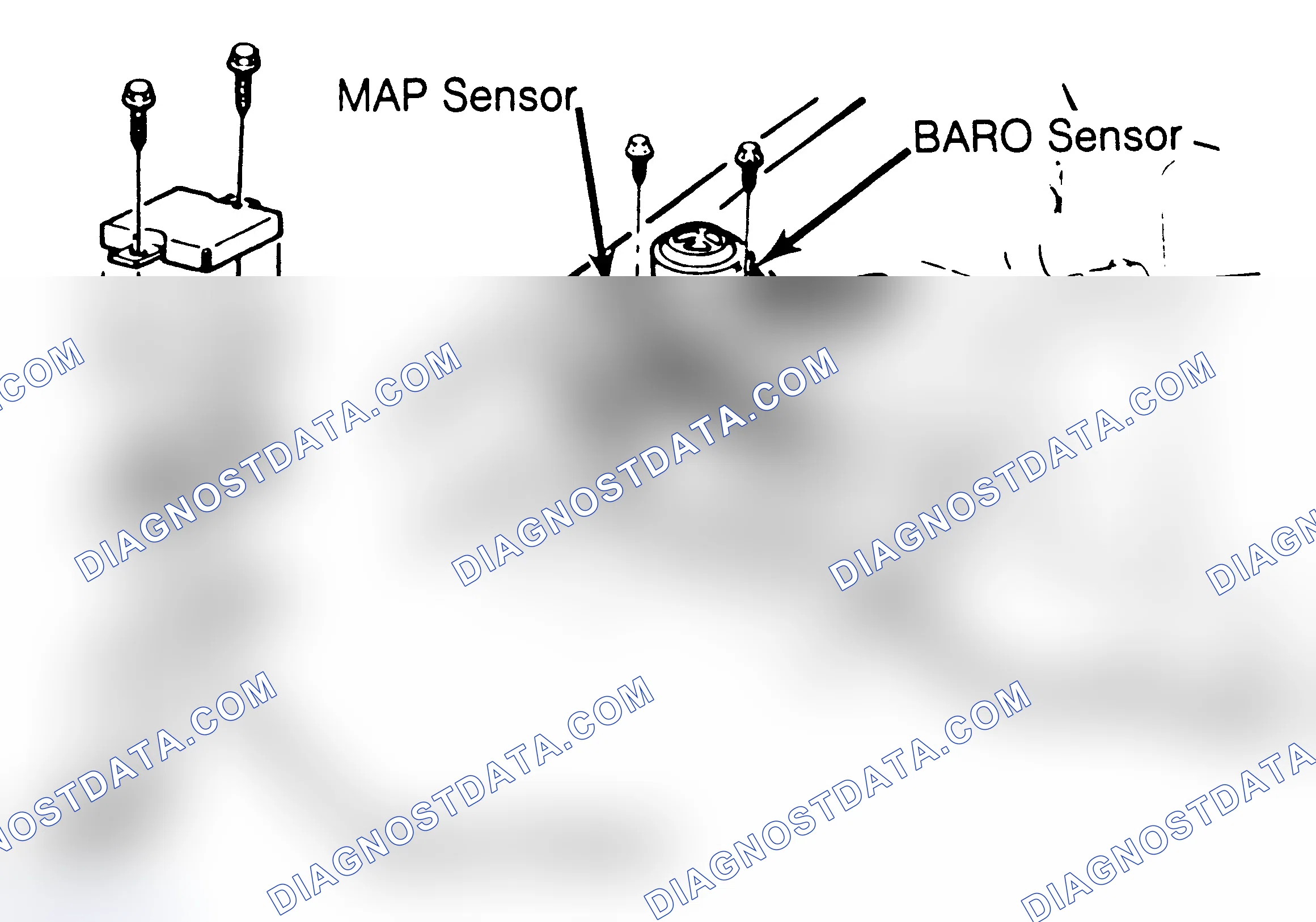 Scheme 193: MAP/BARO Or Vacuum Sensor Location (Location May Also Be In Passenger Compartment.)