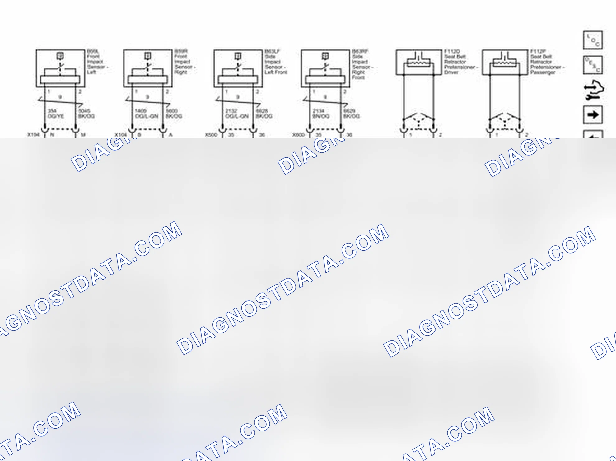 Scheme 2: Front Impact Sensors, Frontal Air Bags and Seat Belt Pretensioners