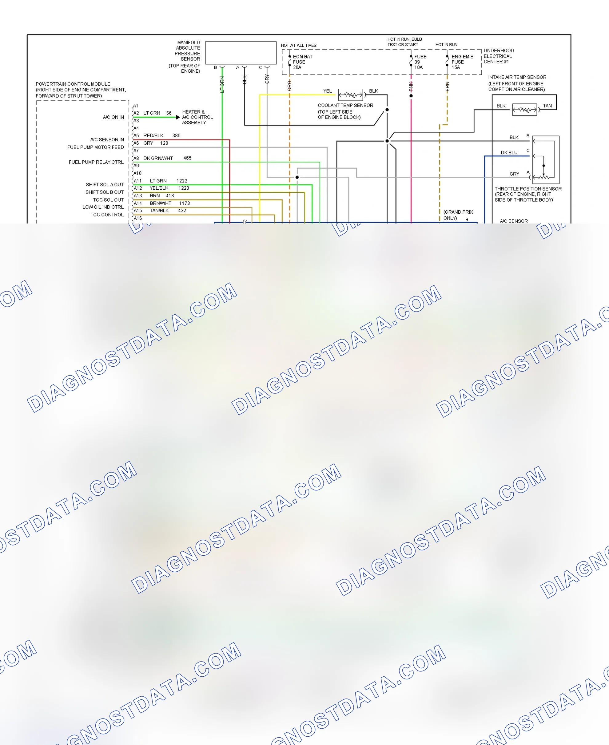 Scheme 3: 3.1L W/4-Speed A/T (VIN M) PCM Wiring Diagram (Cutlass Supreme, Grand Prix, Lumina, Monte Carlo & Regal - 1 Of 2)