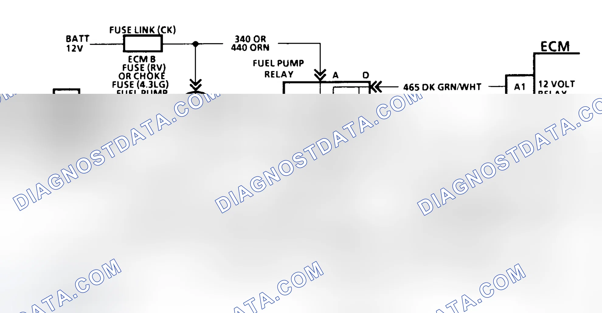 Scheme 139: Code 54 Schematic (C, K, R, V, G, & P Series W/O 4L80-E Trans) Fuel Pump Circuit