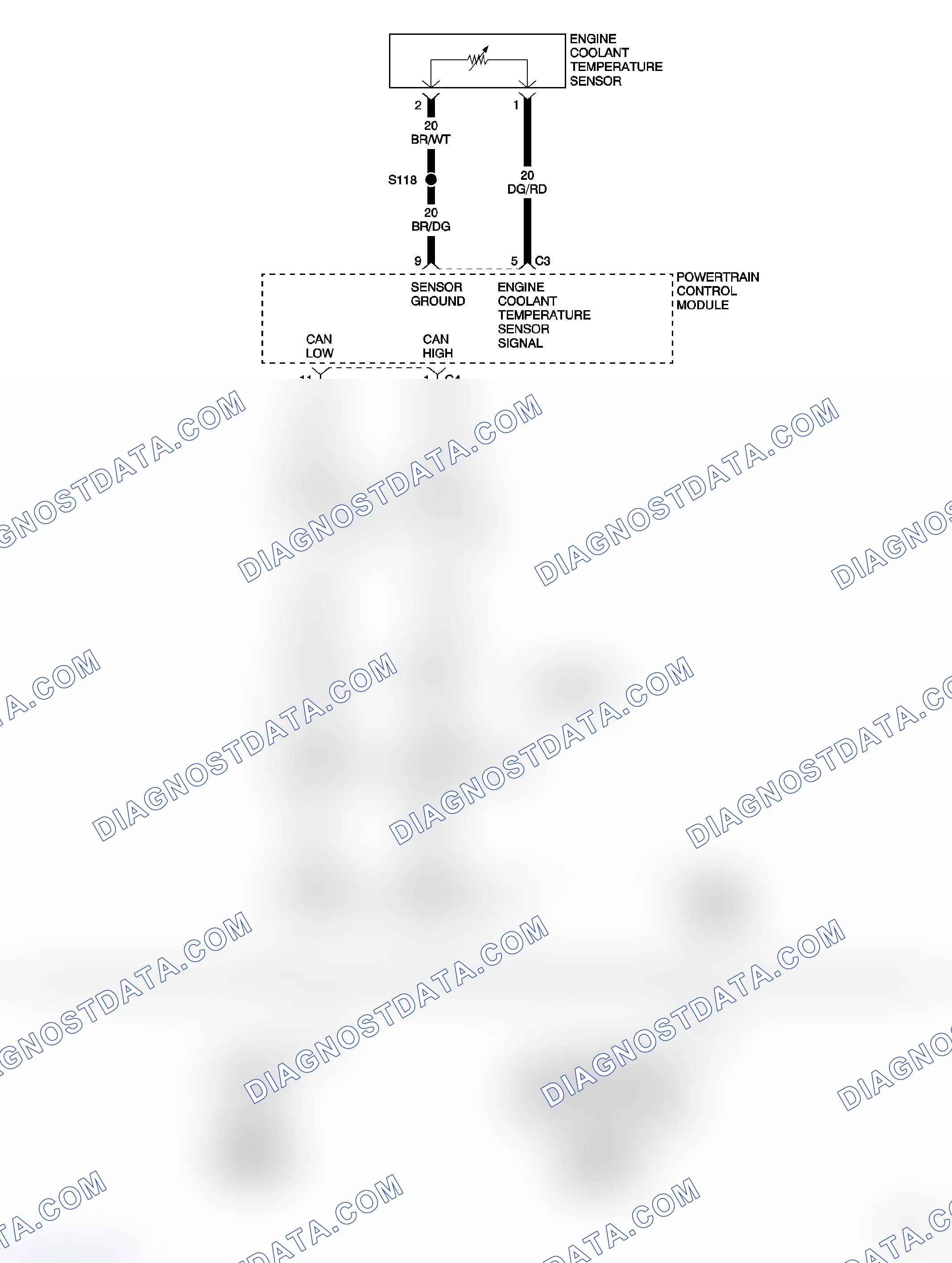 Scheme 24: 1231-00 ENGINE COOLANT TEMPERATURE SENSOR CIRCUIT