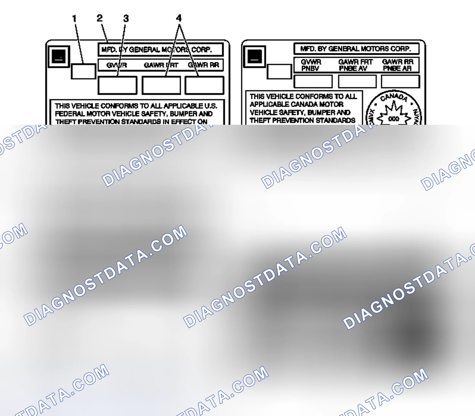 Scheme 1: Vehicle Certification, Tire Placard, Anti-Theft, and Service Parts ID Label