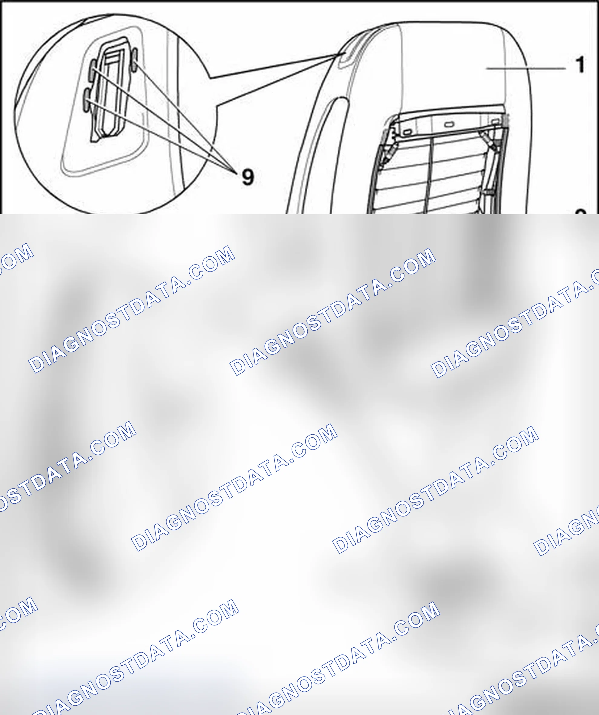 Scheme 291: Removing cover and padding from backrest frame