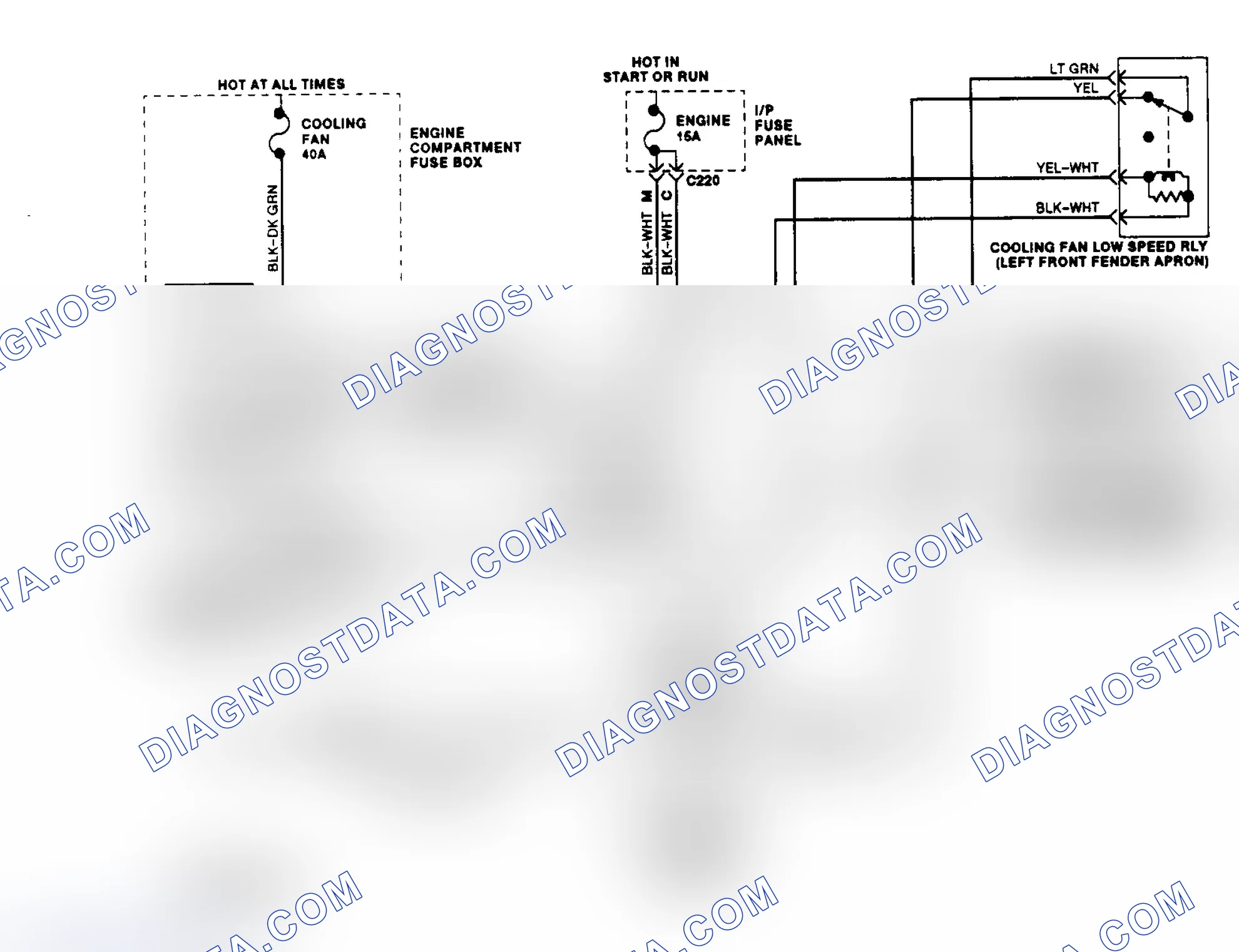 Scheme 4: Electric Cooling Fan Wiring Diagram (Escort 1.9L & Tracer 1.9L)