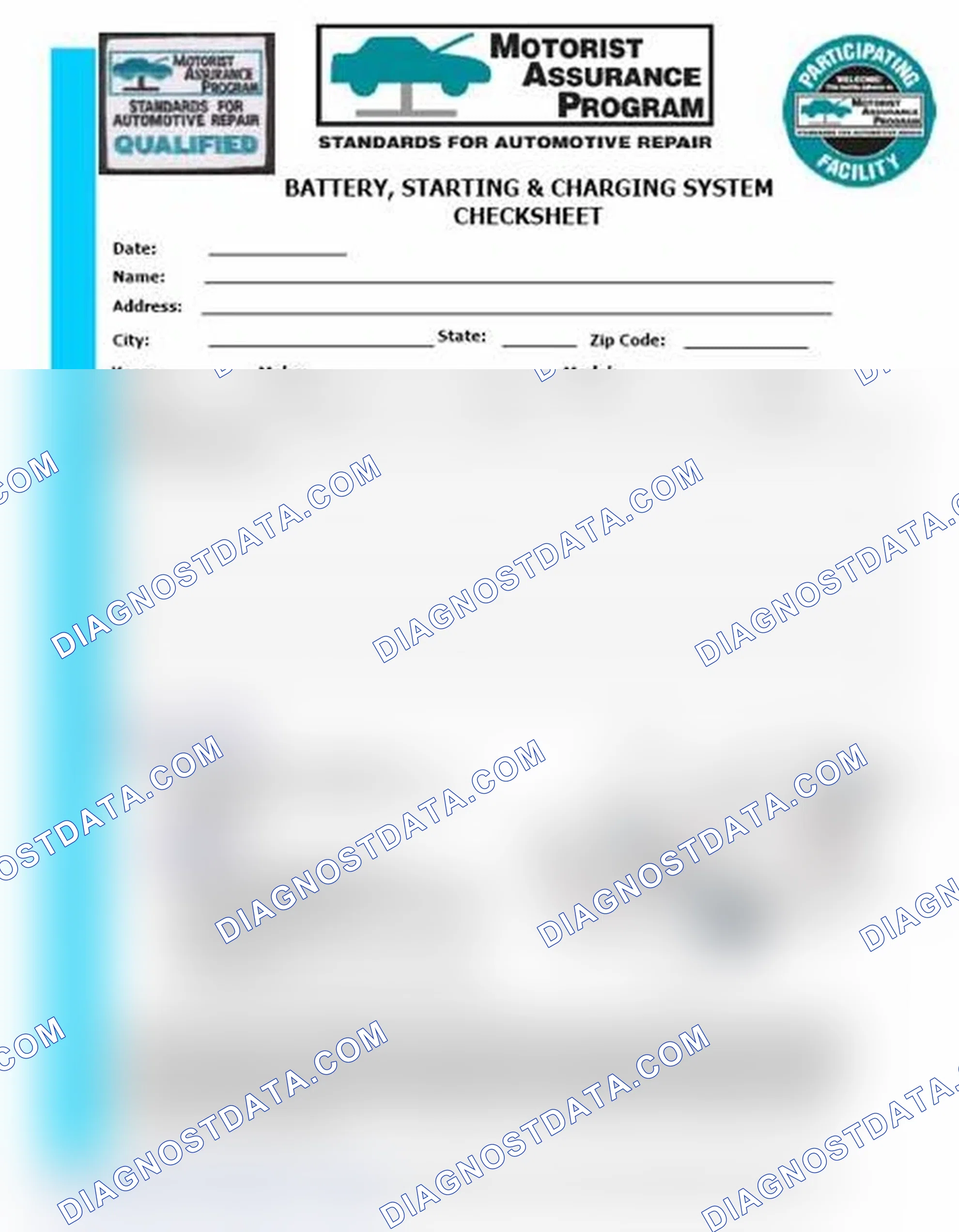 Scheme 3: Battery, Starting & Charging System Checksheet (1 Of 2)