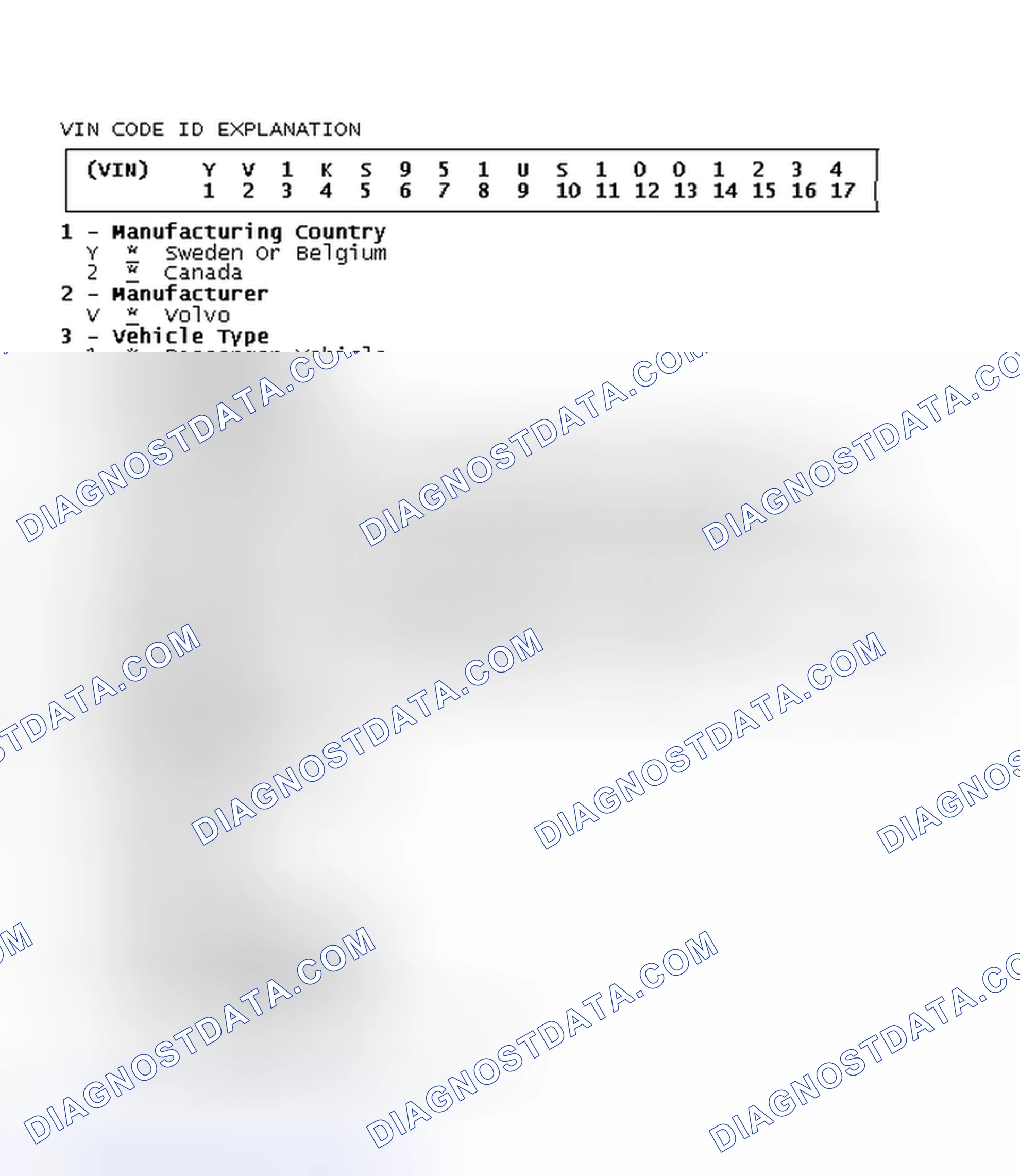 Scheme 13: VIN Code ID Explanation
