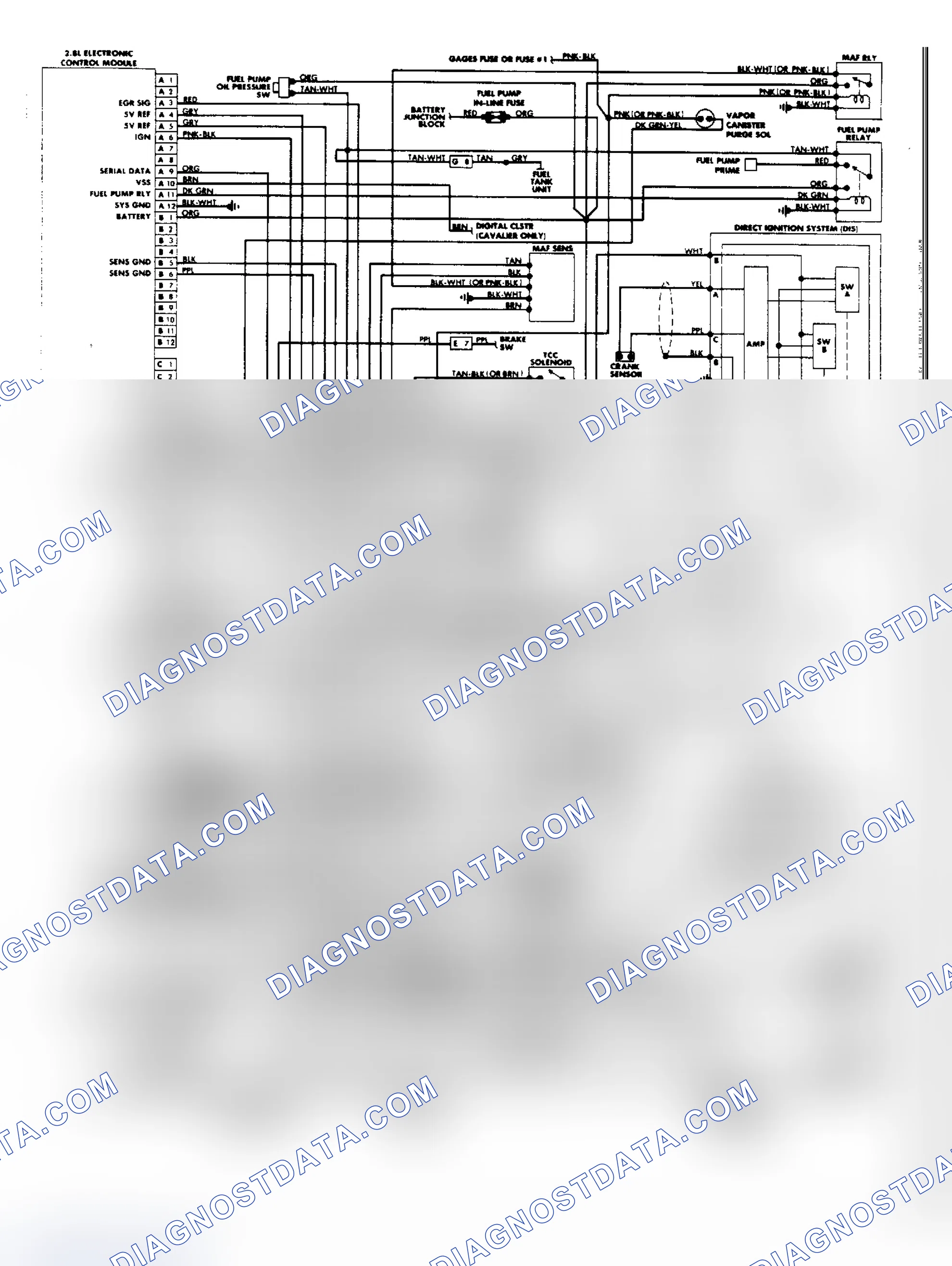 Scheme 350: PFI Wiring Diagram (2.8L Cavalier & Firenza)