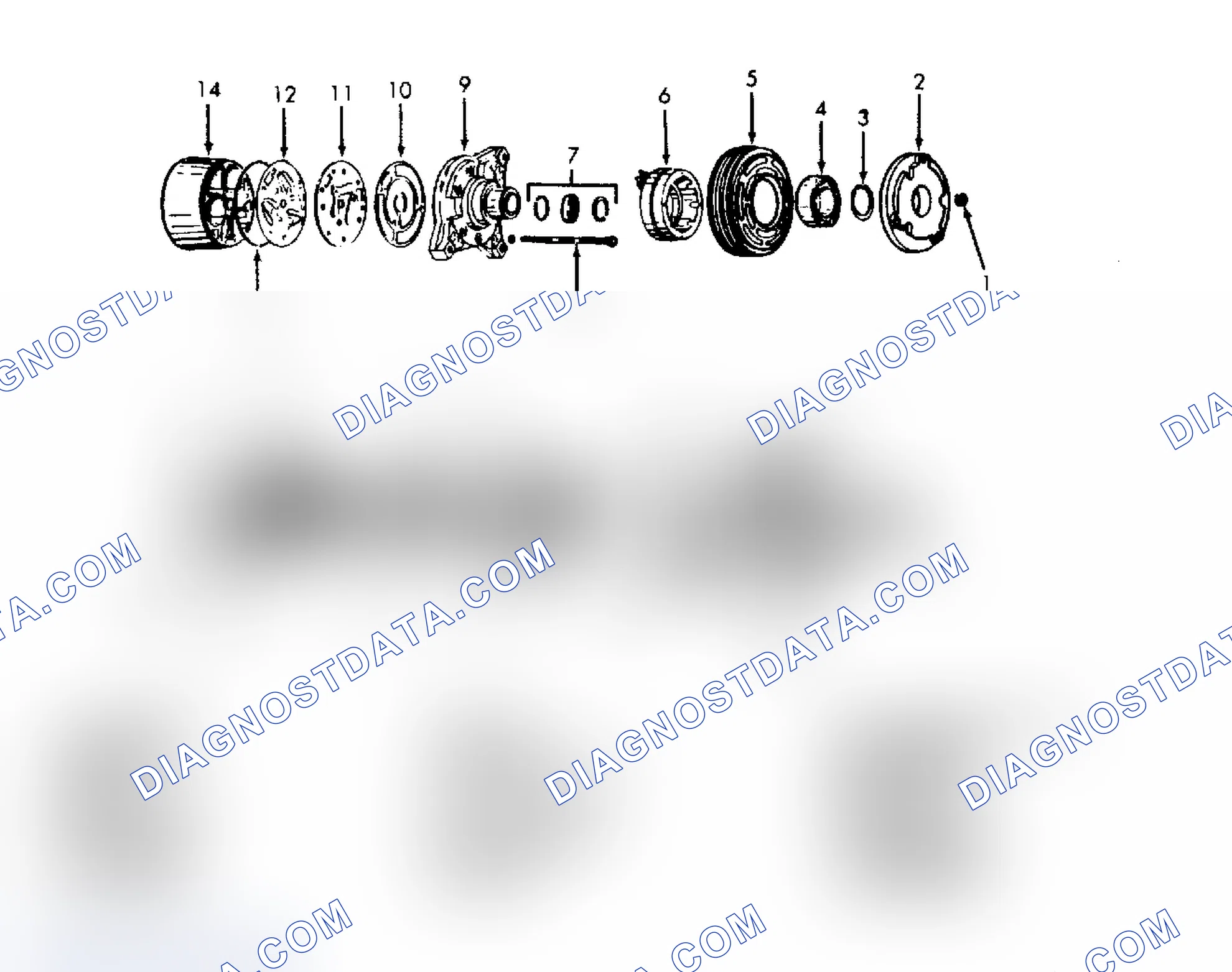 Scheme 6: Exploded View of Harrison HR-6 6-Cylinder Compressor