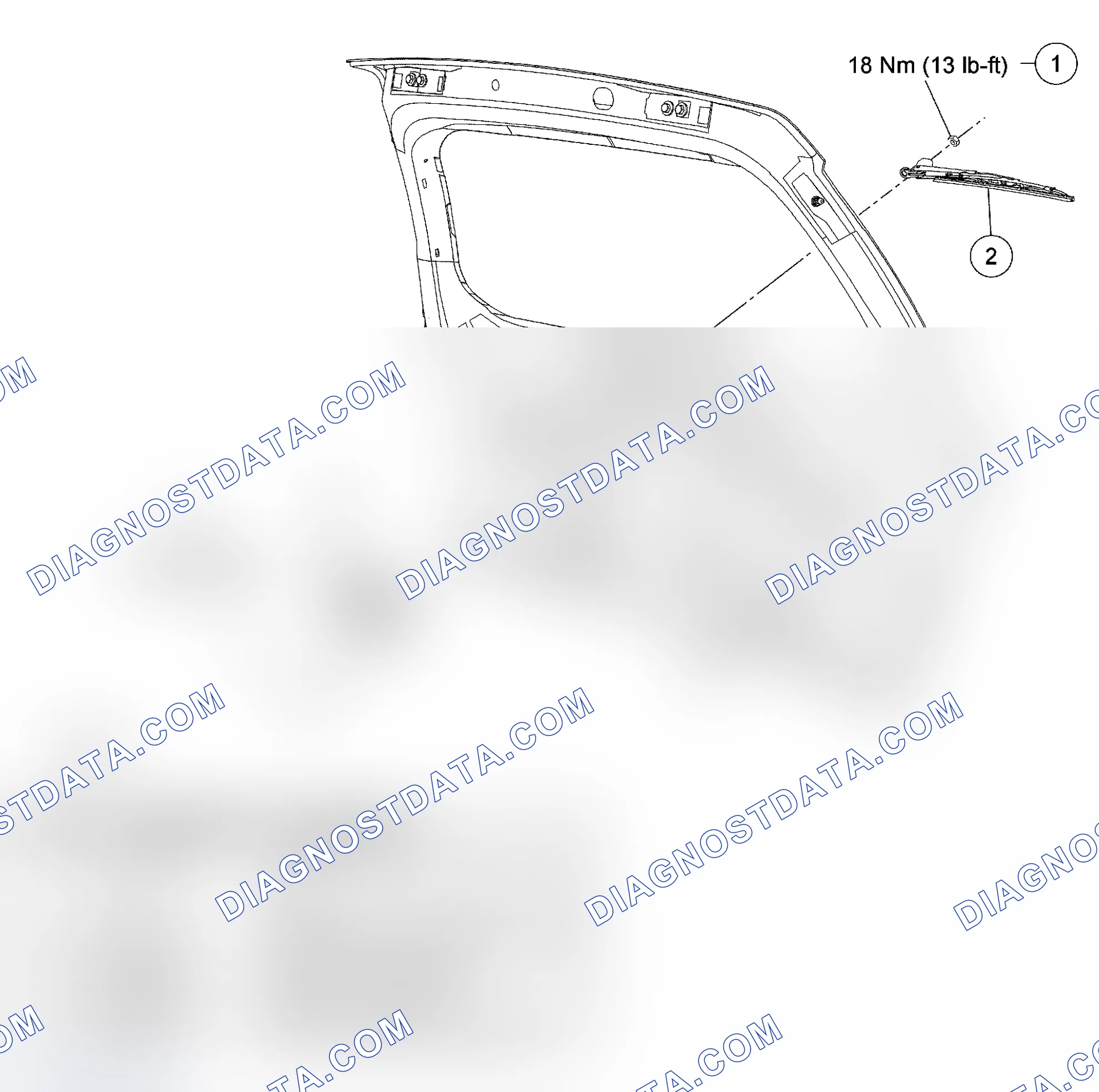 Scheme 45: Wiper and Washer System - Exploded View, Rear