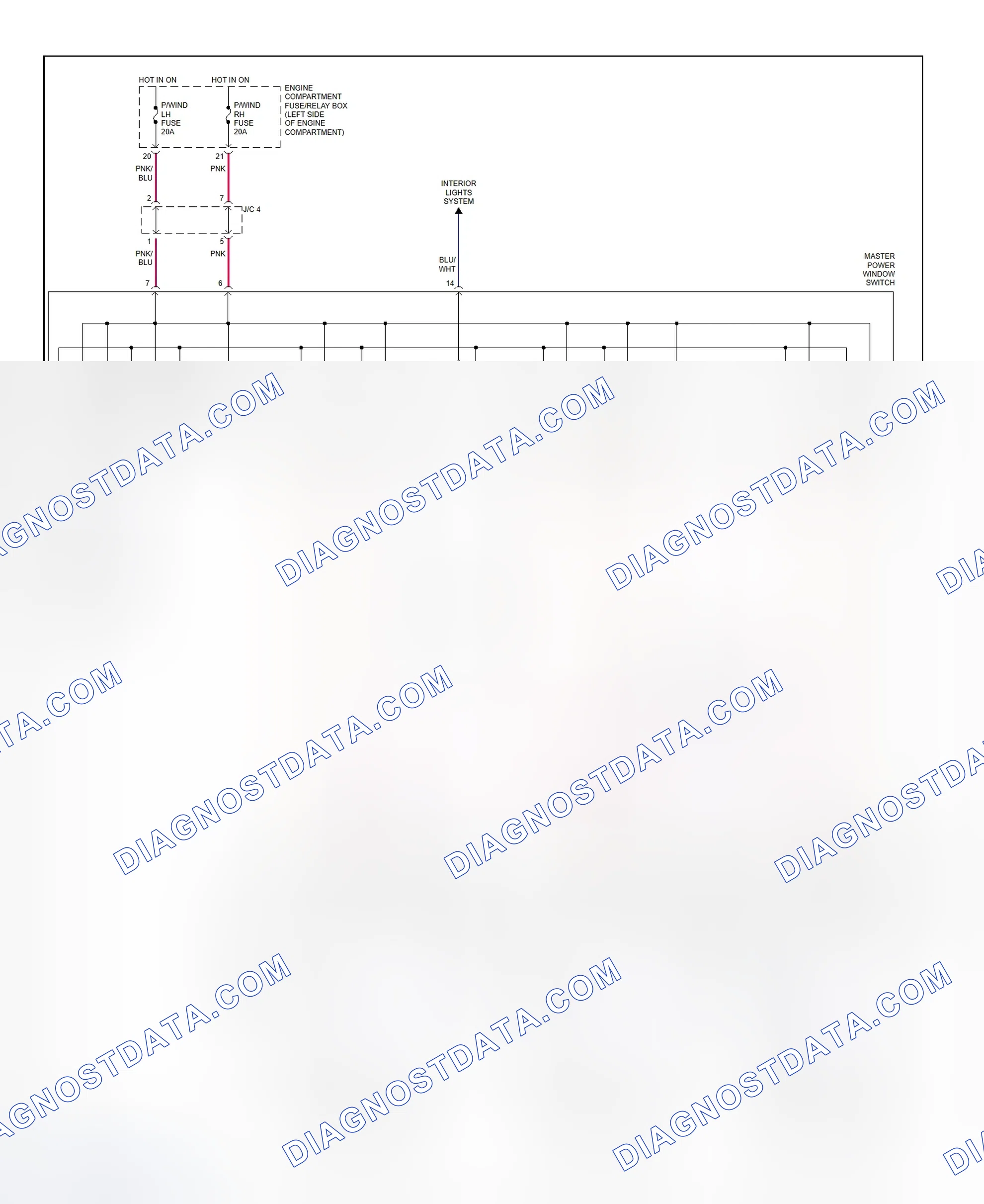 Scheme 4: Power Window System Wiring Diagram (Sephia)
