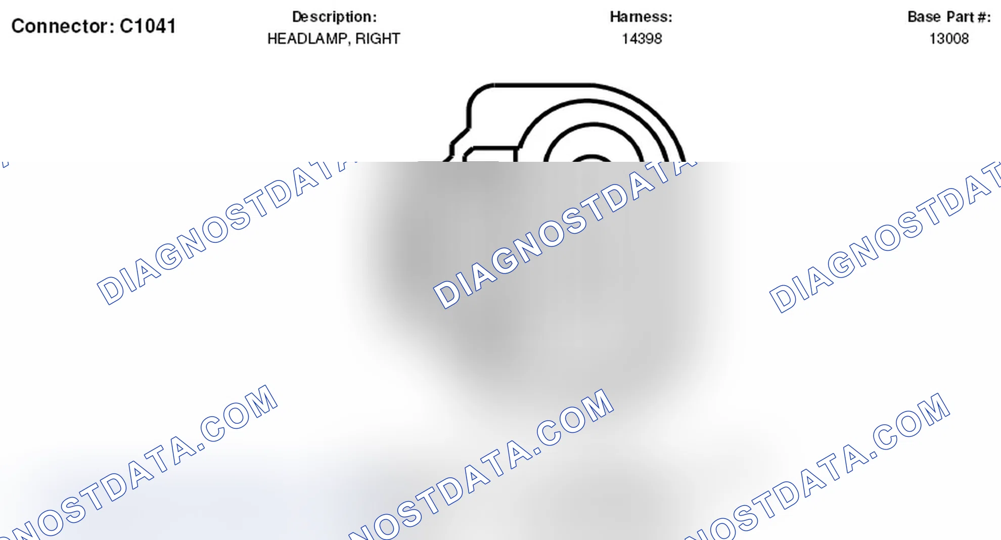 Scheme 261: Right Headlamp Connector End View (C1041)