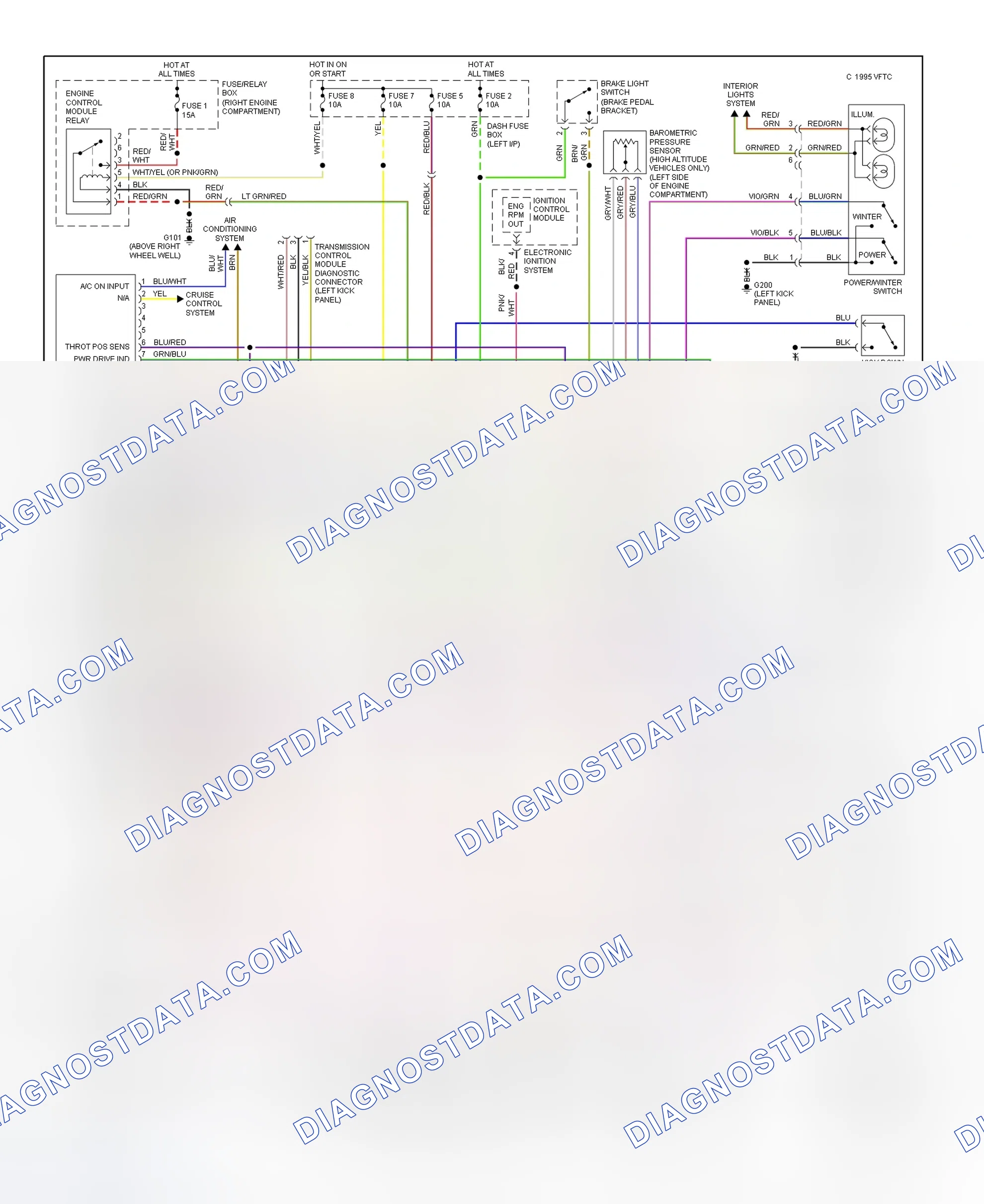 Scheme 38: Transmission Electronic Control System Wiring Diagram (1993 Rodeo)