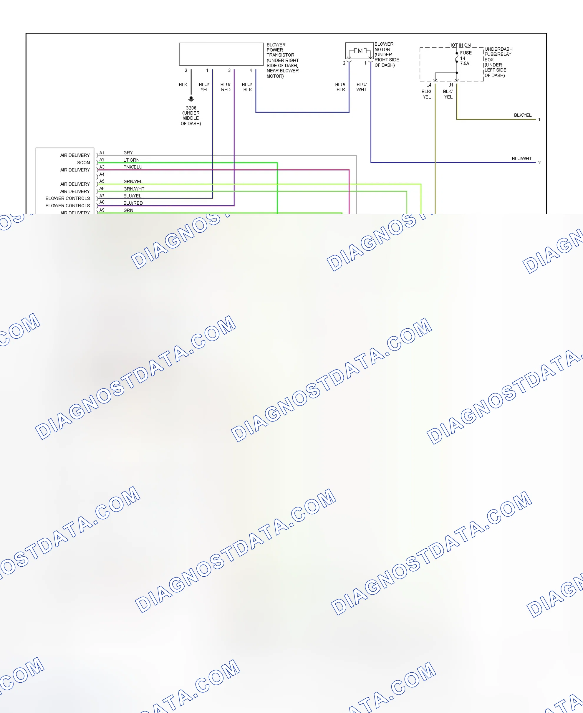 Scheme 1: Heater System Wiring Diagram (2001 Civic - 1 Of 2)