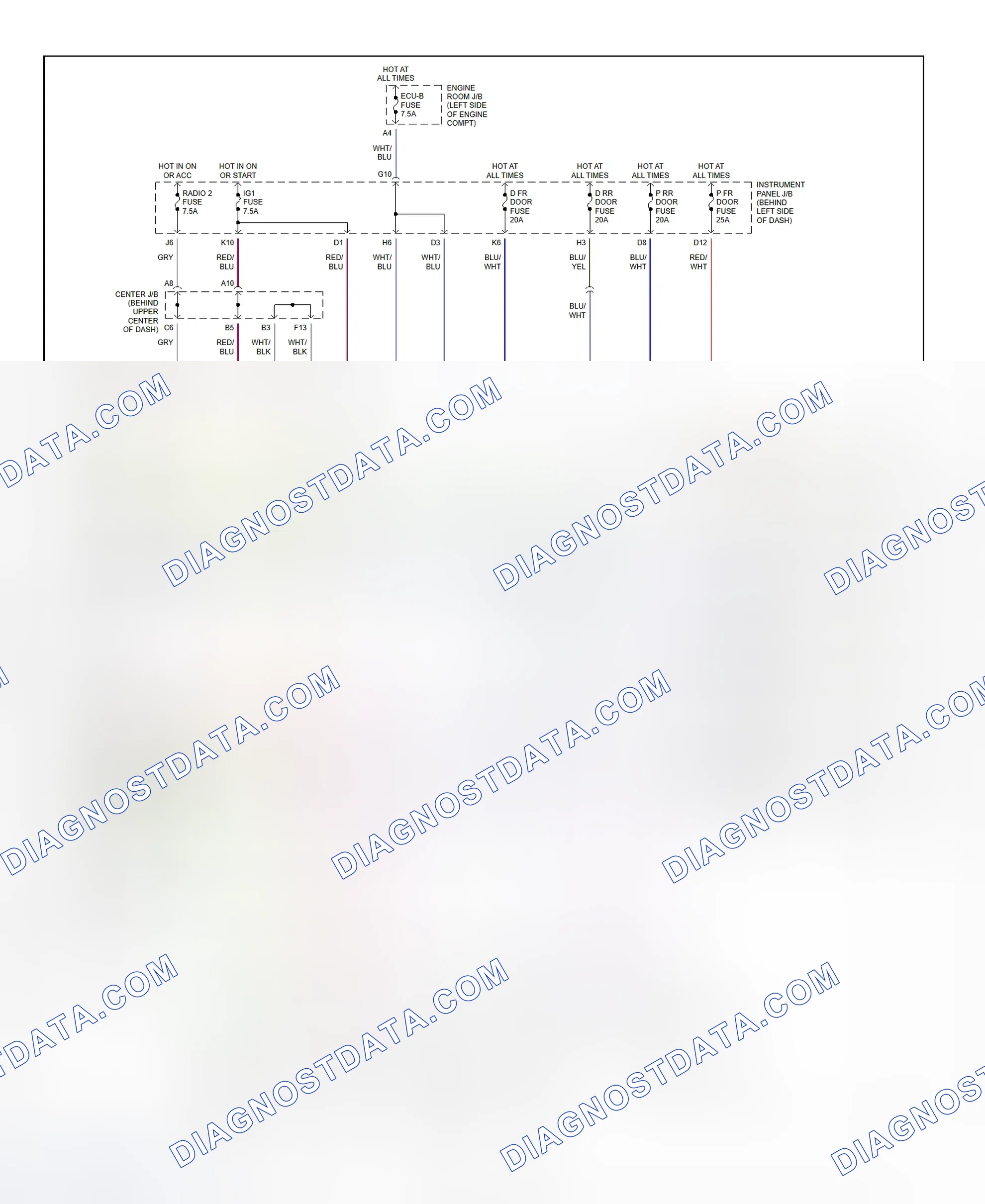 Scheme 1: Power Window System Wiring Diagram (Highlander)