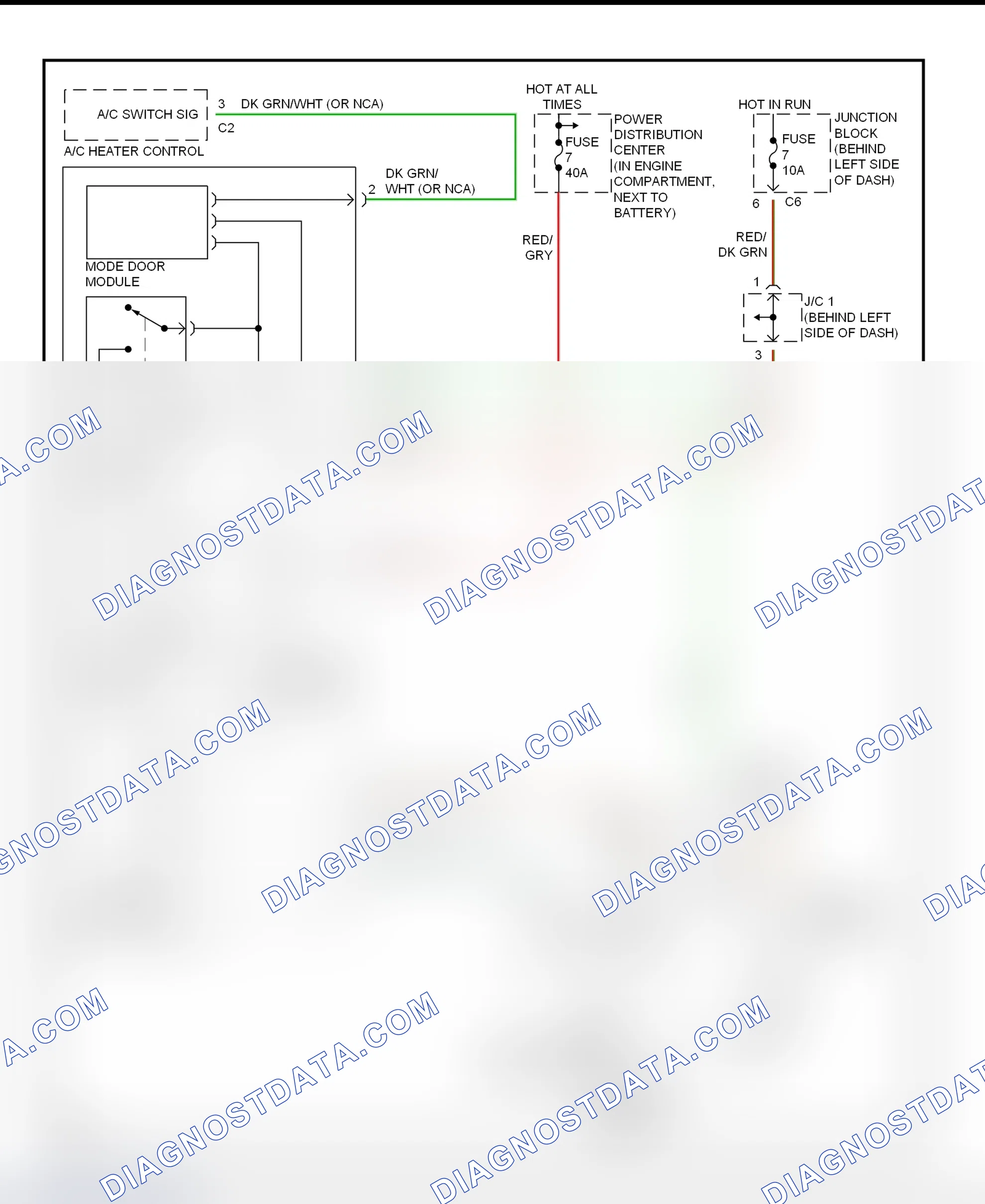 Fig. 9: Manual A/C-Heater System Wiring Diagram (Ram Van/Wagon - Rear Assembly)
