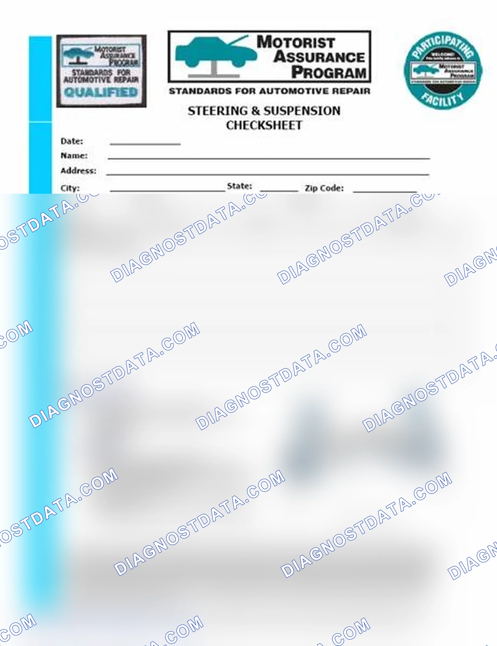 Scheme 11: Steering & Suspension Checksheet (1 Of 2)