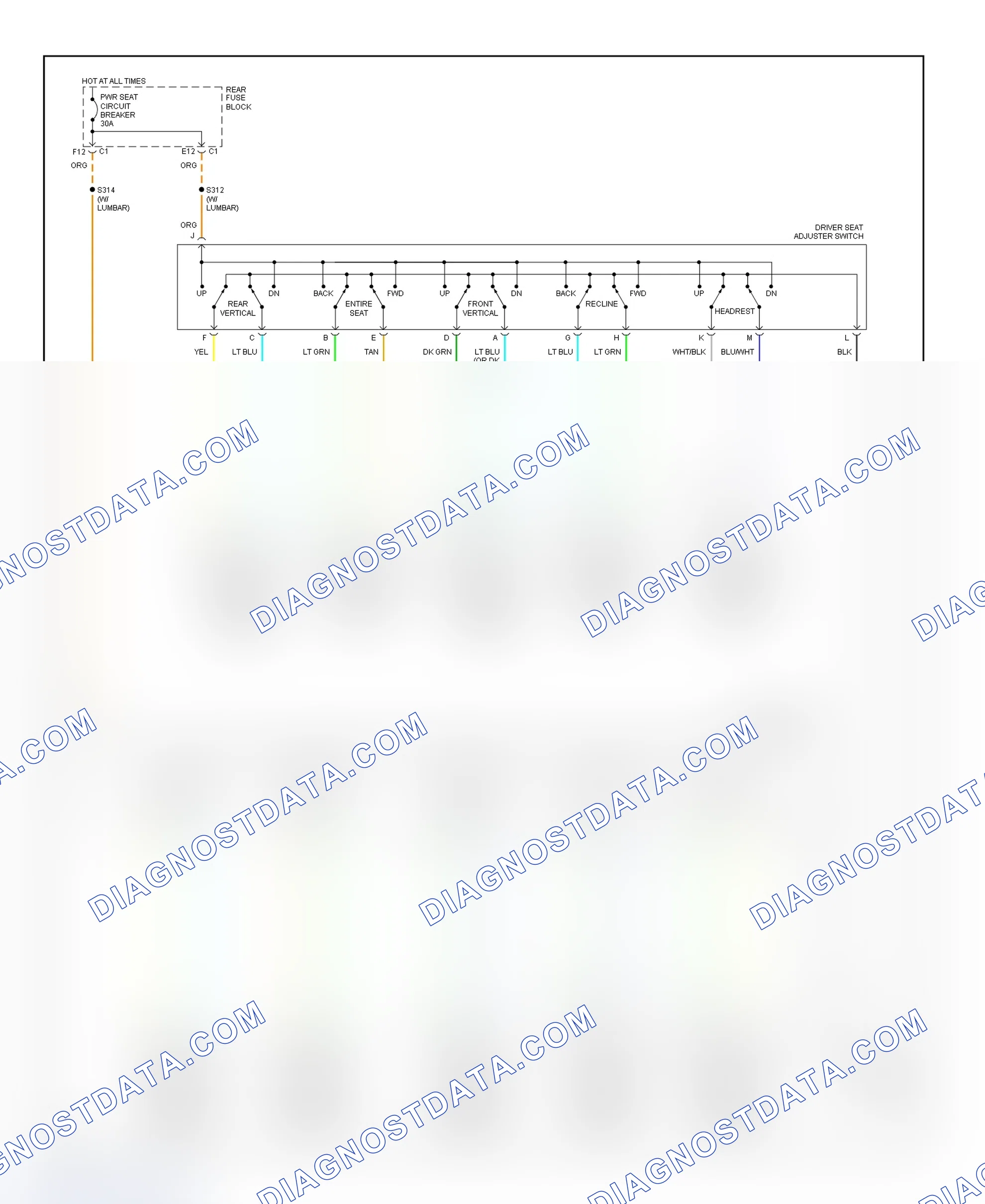 Scheme 25: Power Headrest, Recliner & 6-Way Seats System Wiring Diagram (Seville)