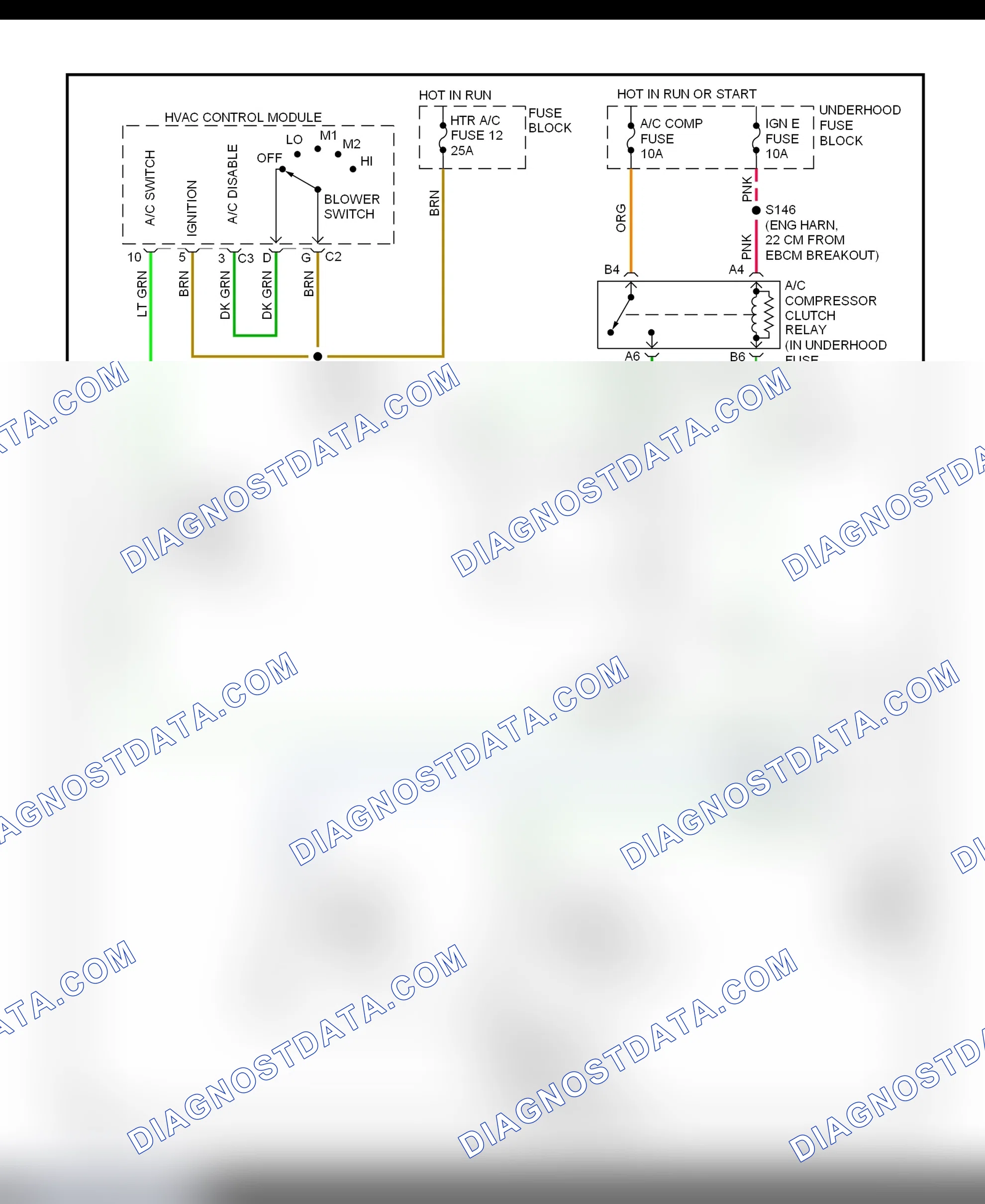 Scheme 10: A/C Compressor Clutch Control Circuit Wiring Diagram (2000 "C" & "K" Pickup, Escalade, Tahoe & Yukon - 5.7L VIN R & 7.4 VIN J)