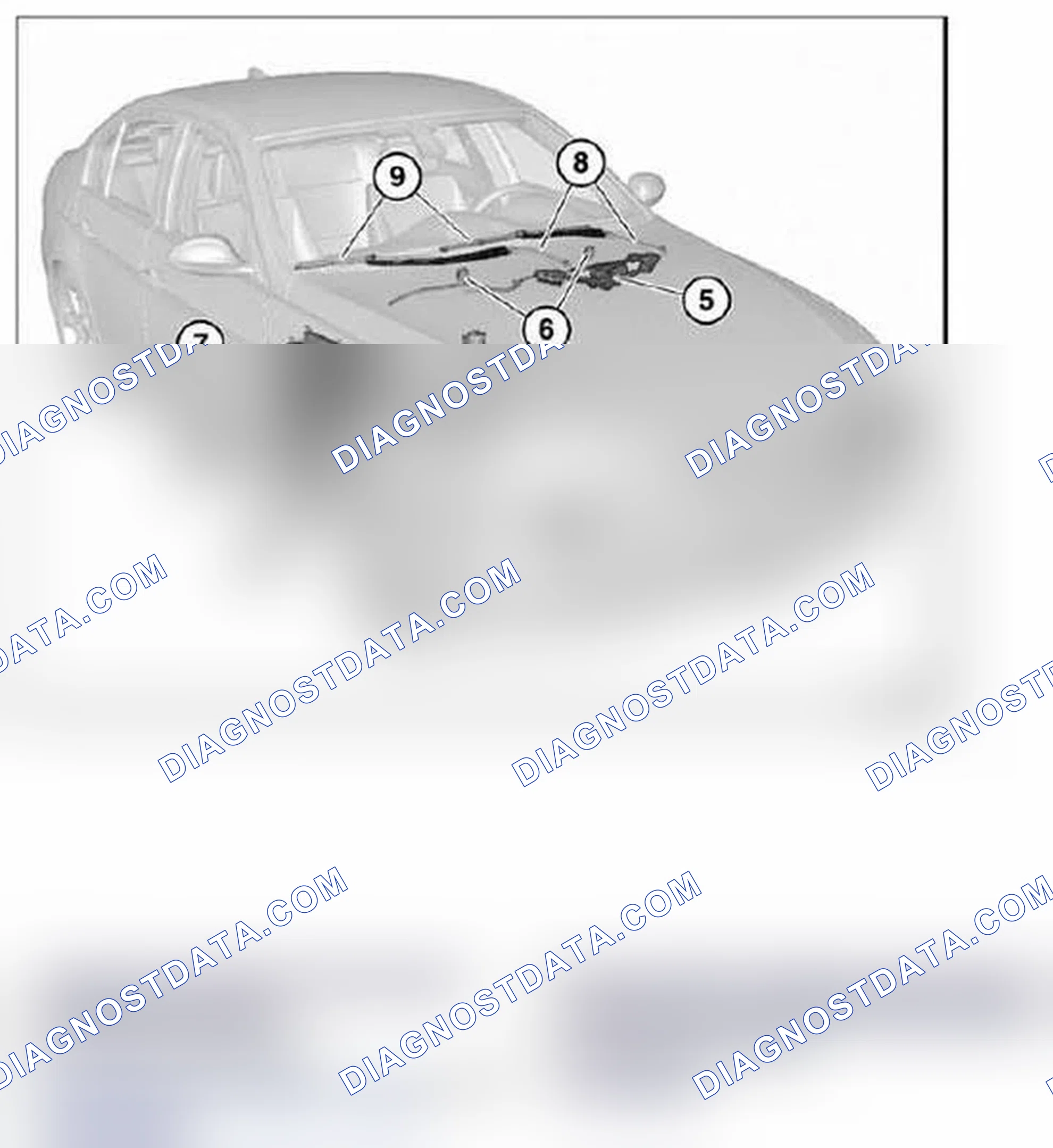 Scheme 1491: 61 61... Overview of windscreen wiper and washer system
