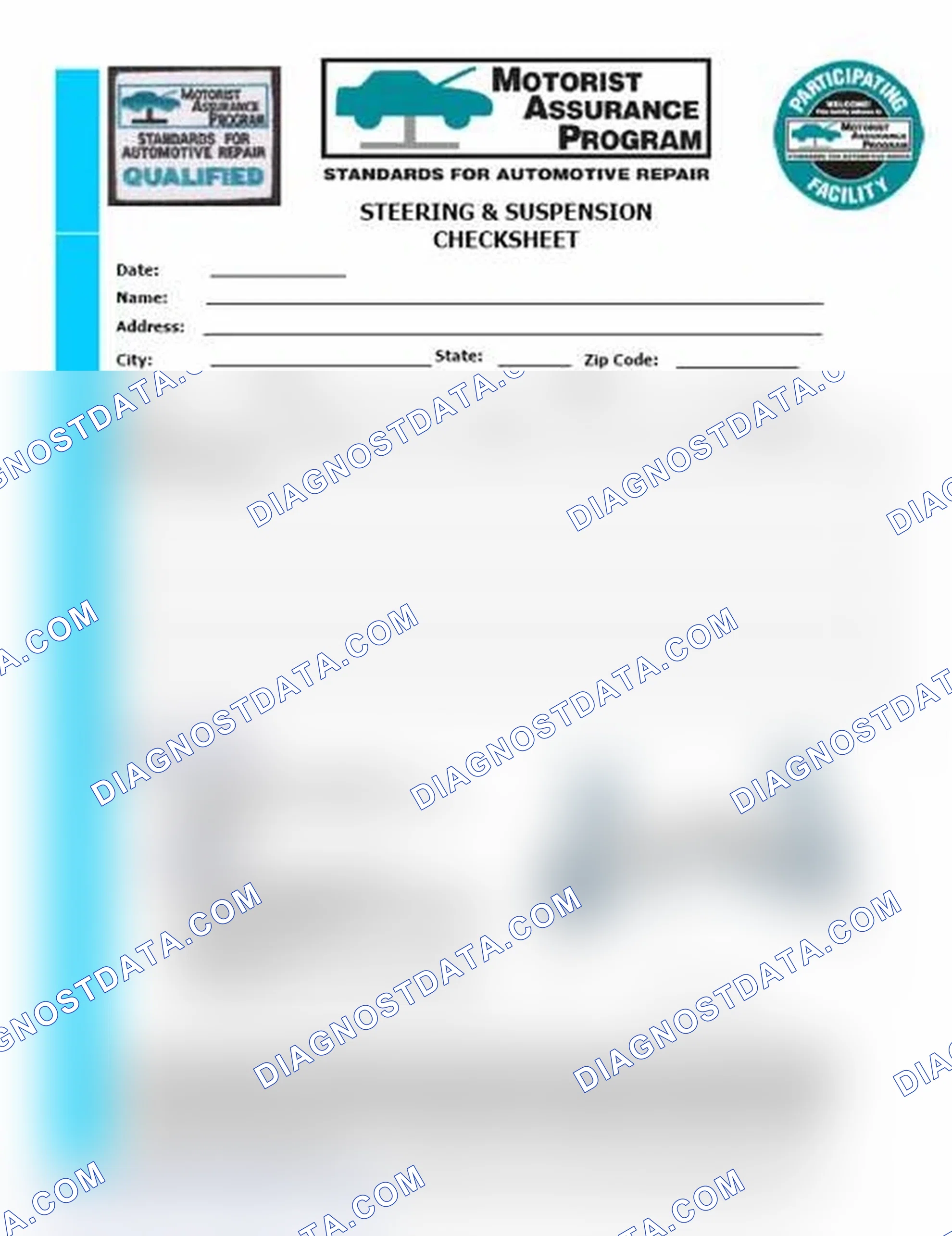 Scheme 11: Steering & Suspension Checksheet (1 Of 2)