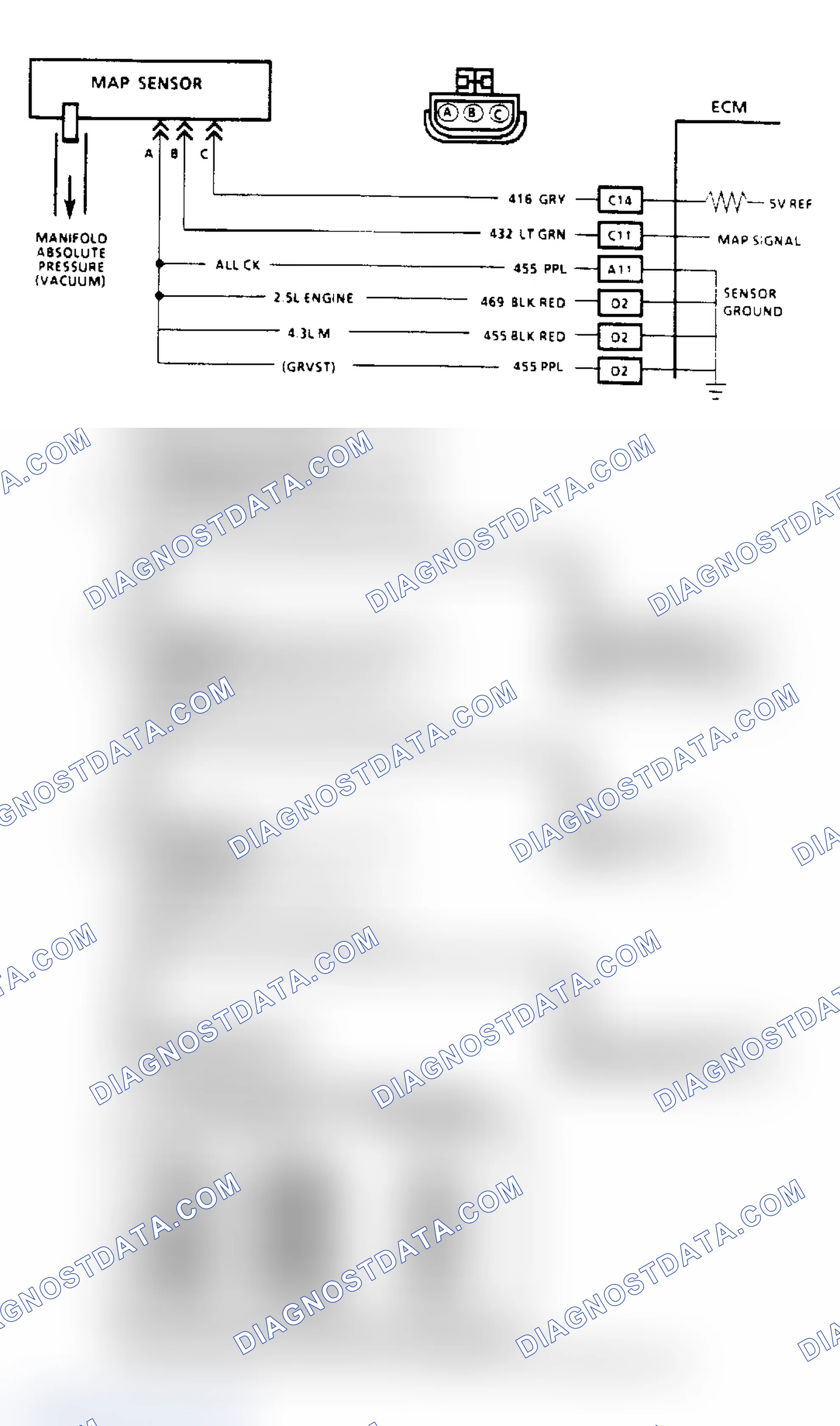 Scheme 133: Code 34 - MAP Sensor (Signal Voltage Low) ("SCAN" Diagnostics)