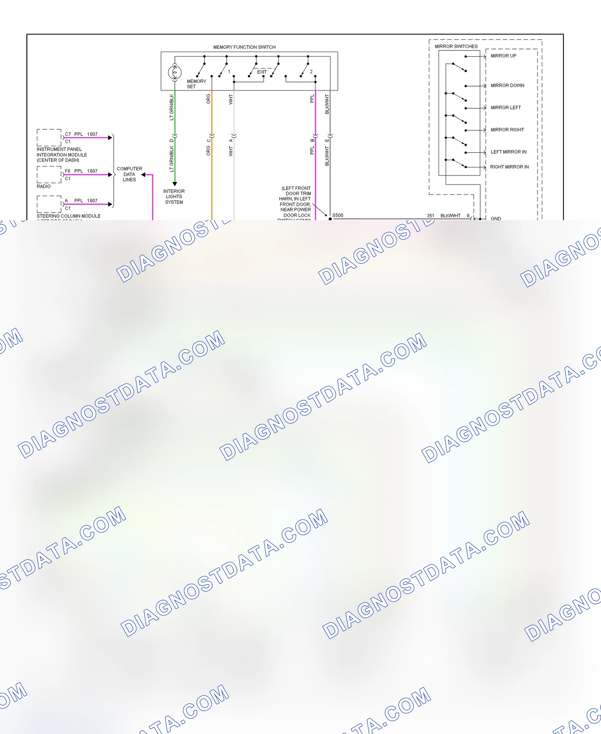 Scheme 19: Memory System Wiring Diagram (Seville W/O Power Lumbar Seat 2 Of 2)
