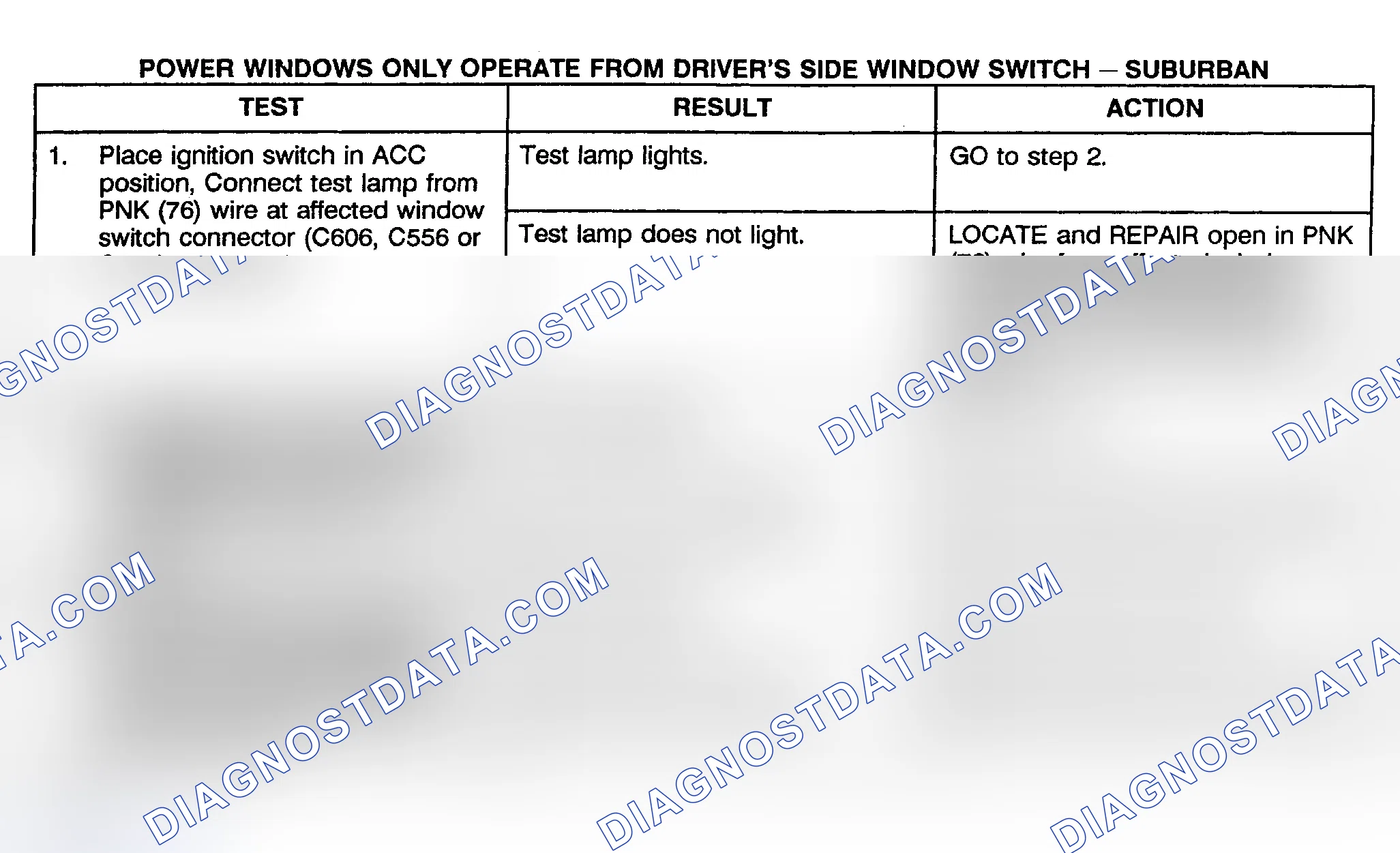 Scheme 8: TEST F: POWER WINDOWS ONLY OPERATE FROM DRIVER'S SIDE WINDOW SWITCH - SUBURBAN, CREW CAB & UTILITY
