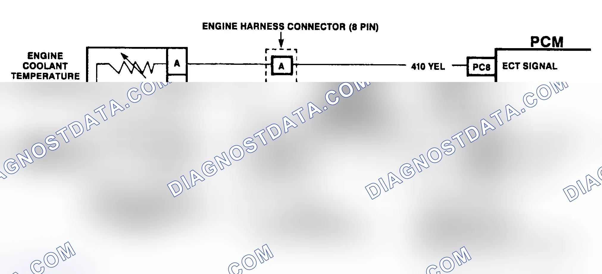 Scheme 319: DTC 14 Schematic ("C" & "K" Series) ECT Sensor Circuit Low (High Temperature Indicated