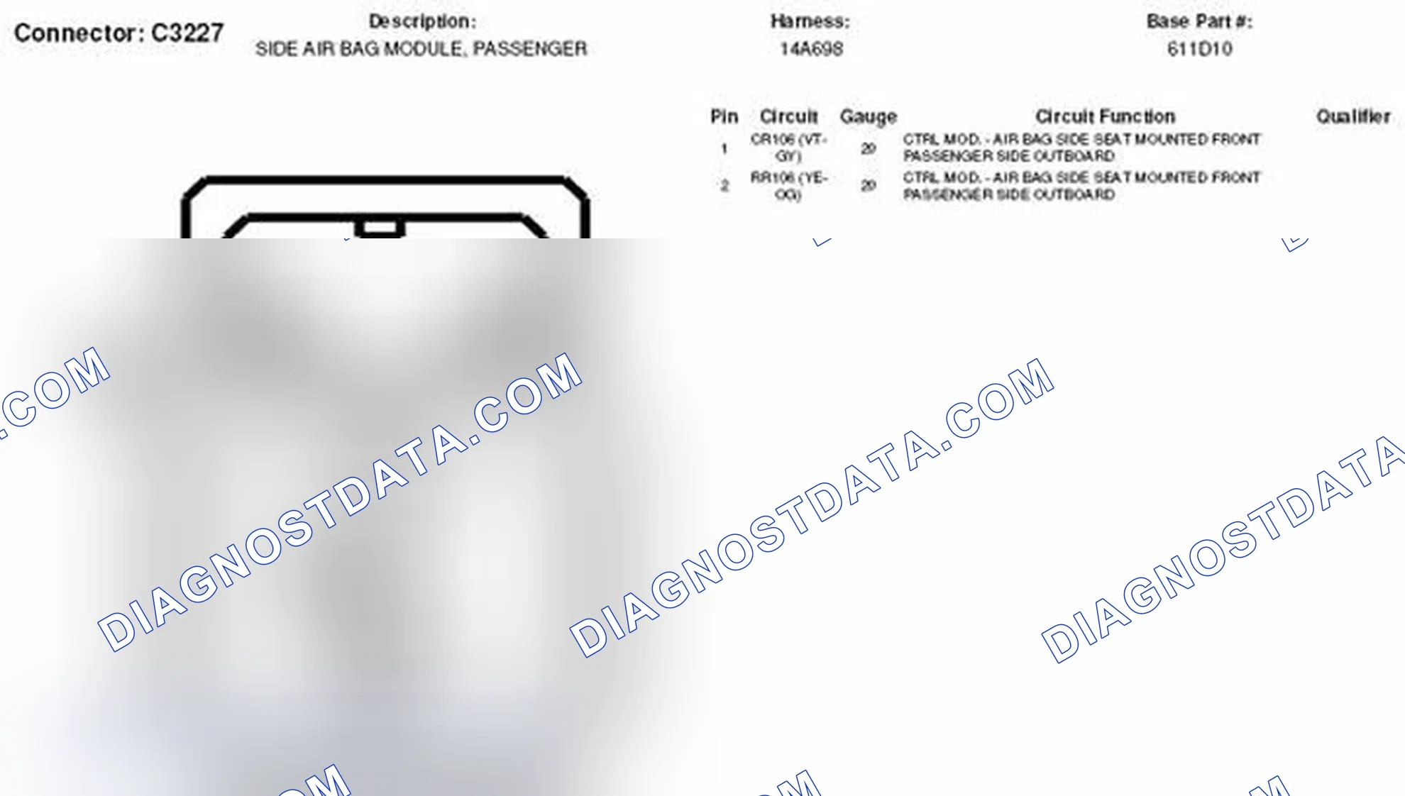 Scheme 283: Passenger Side Airbag Module Connector End View (C3227)