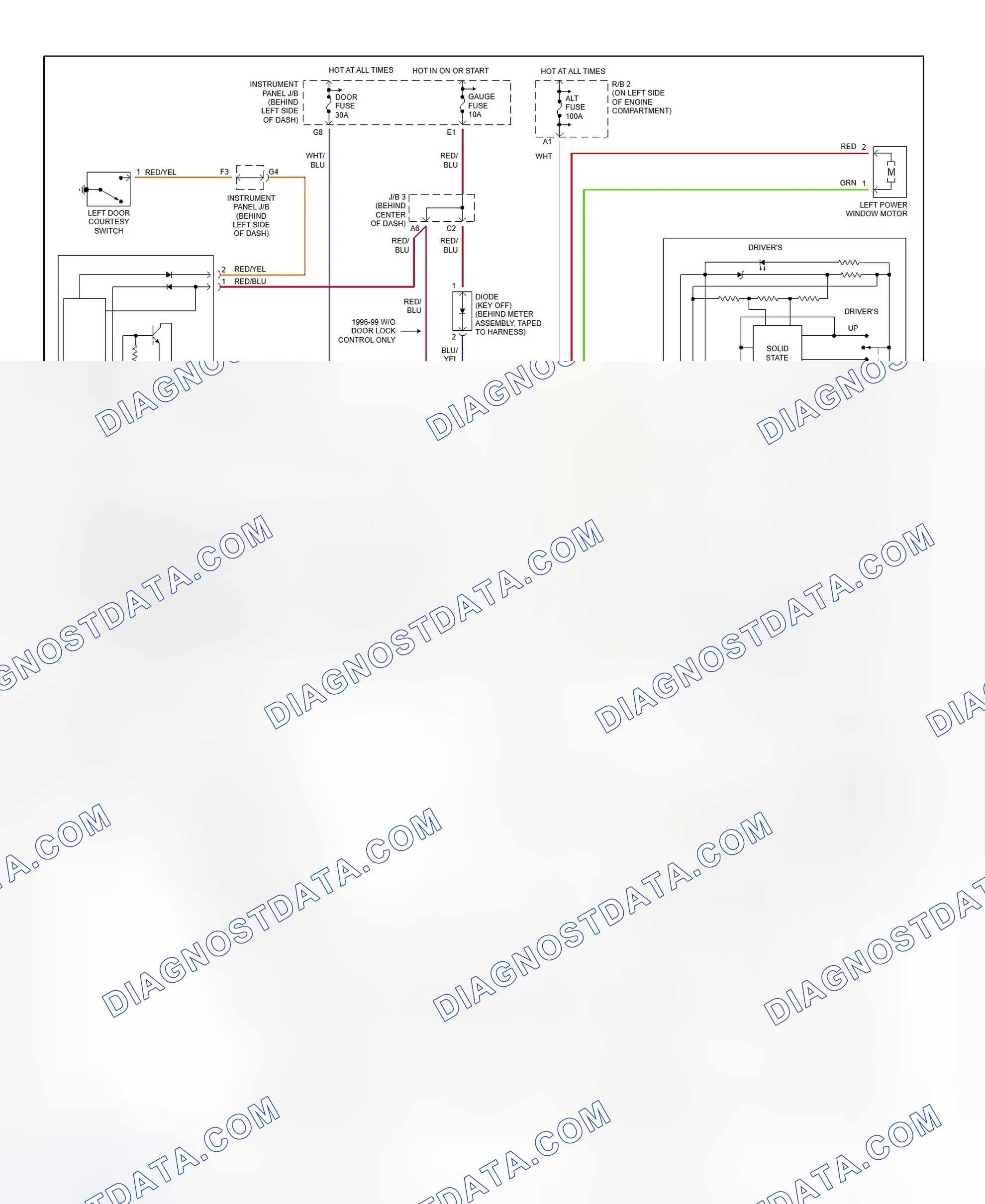 Scheme 8: Power Window System Wiring Diagram (Celica)