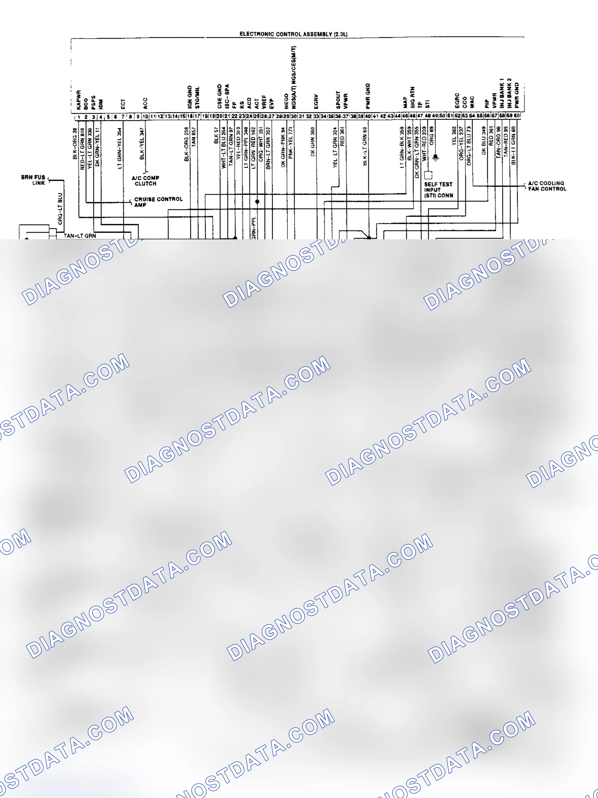 Scheme 140: 2.3L MPFI EEC-IV Wiring Diagram (Mustang)