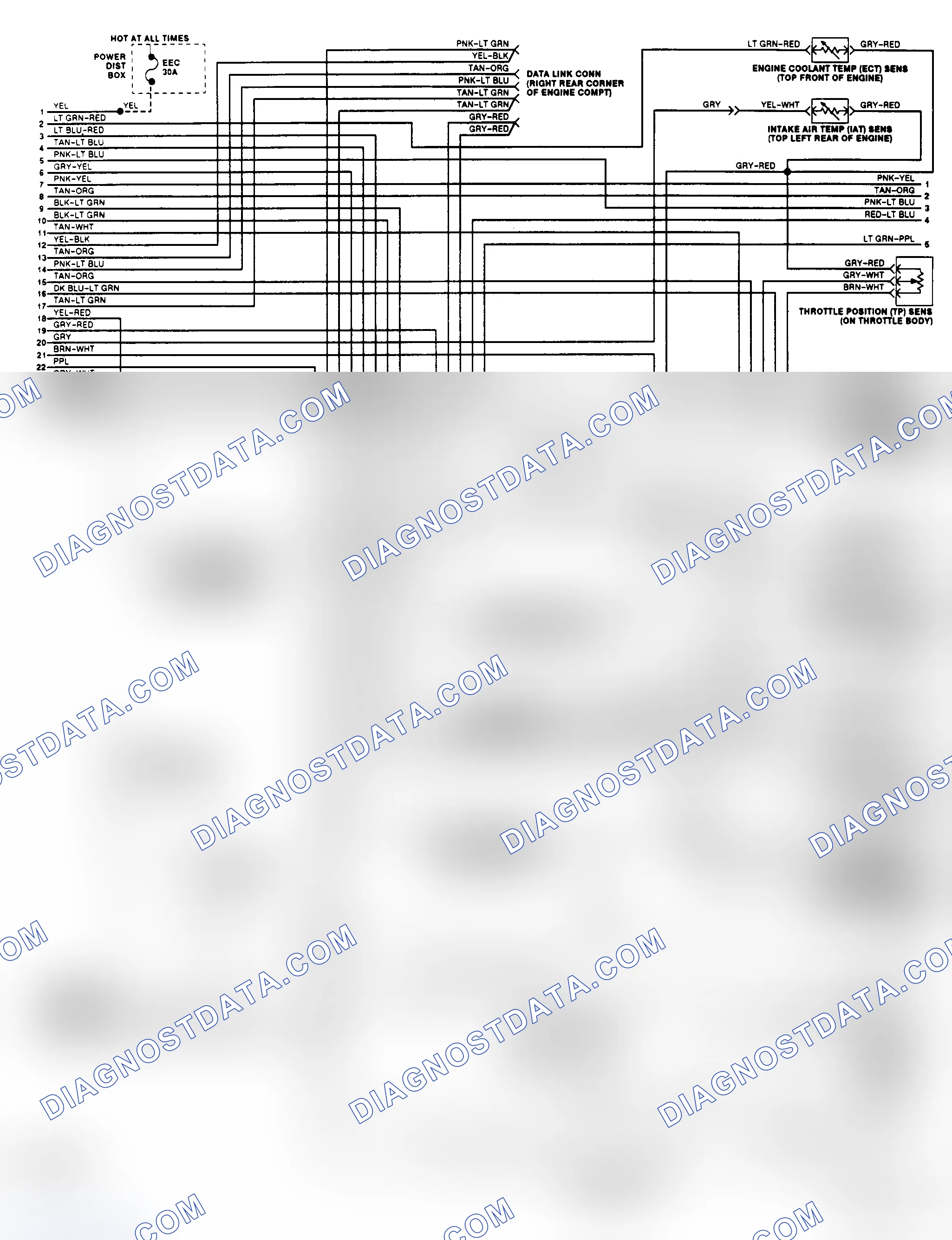 Scheme 134: EEC-IV Wiring Diagram (Thunderbird 3.8L SC - 2 of 3)