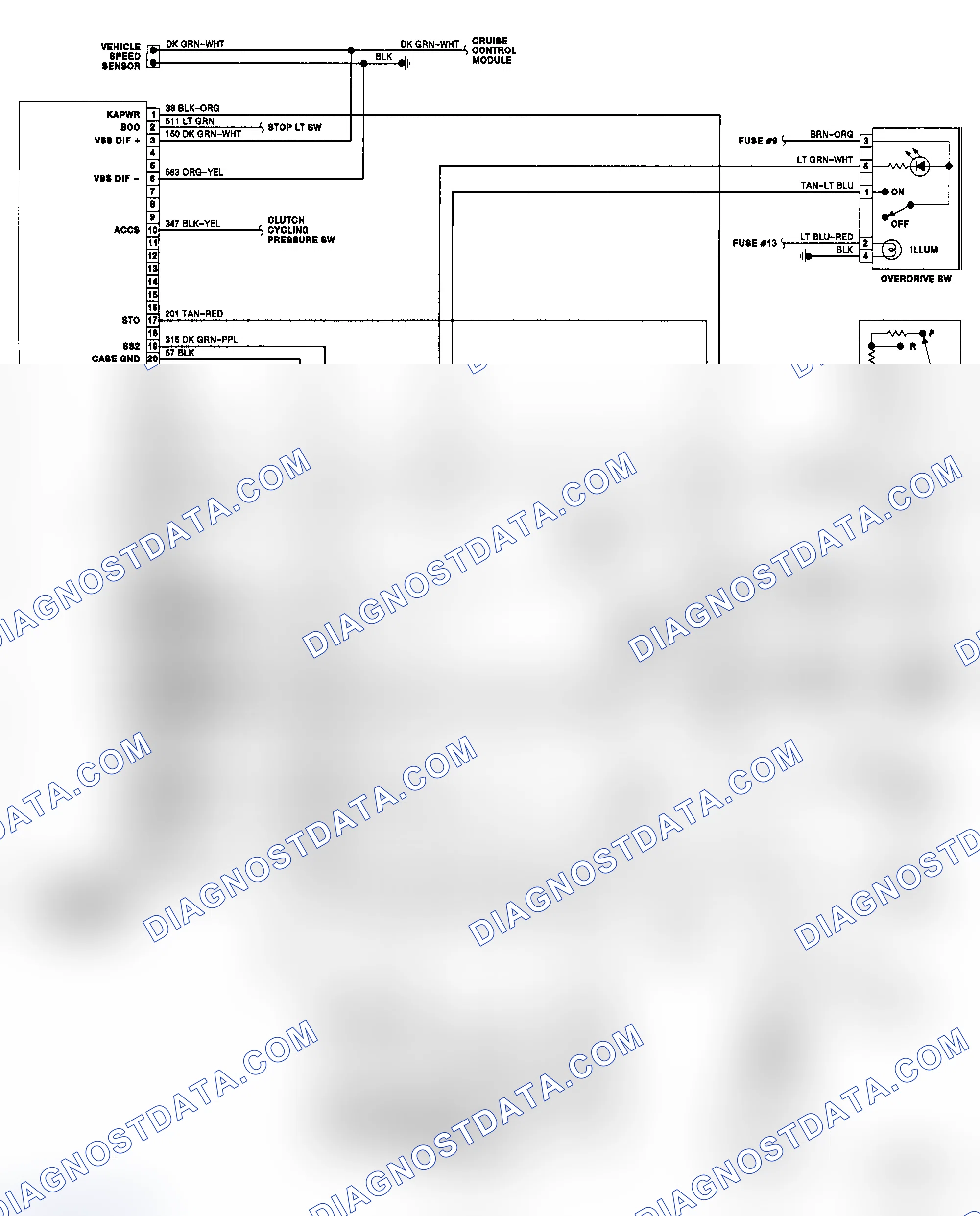 Scheme 151: E4OD Wiring Diagram (1989-90 "E" Series - Gasoline)