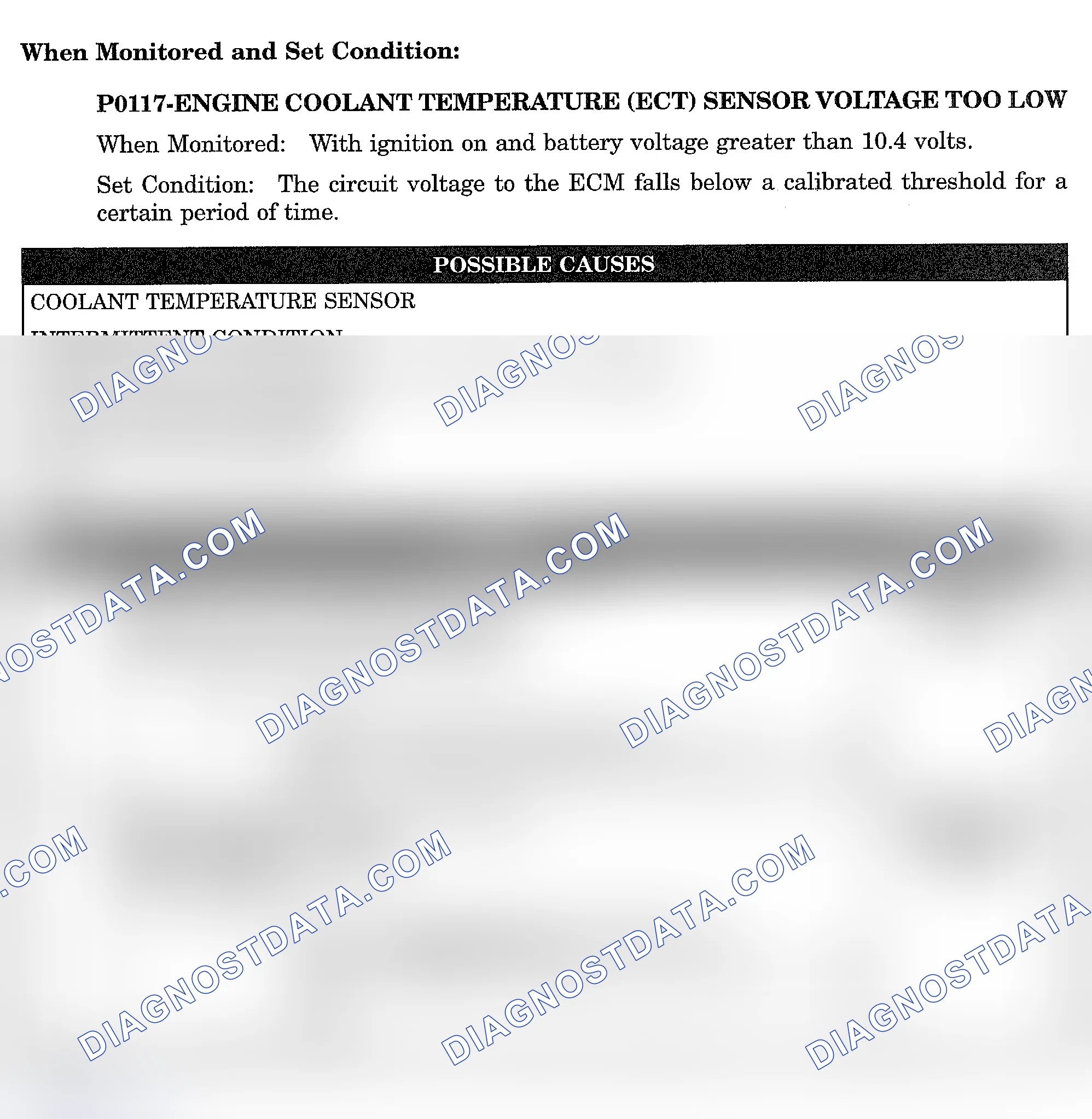 Scheme 842: DTC P0117: ENGINE COOLANT TEMPERATURE (ECT) SENSOR VOLTAGE TOO LOW