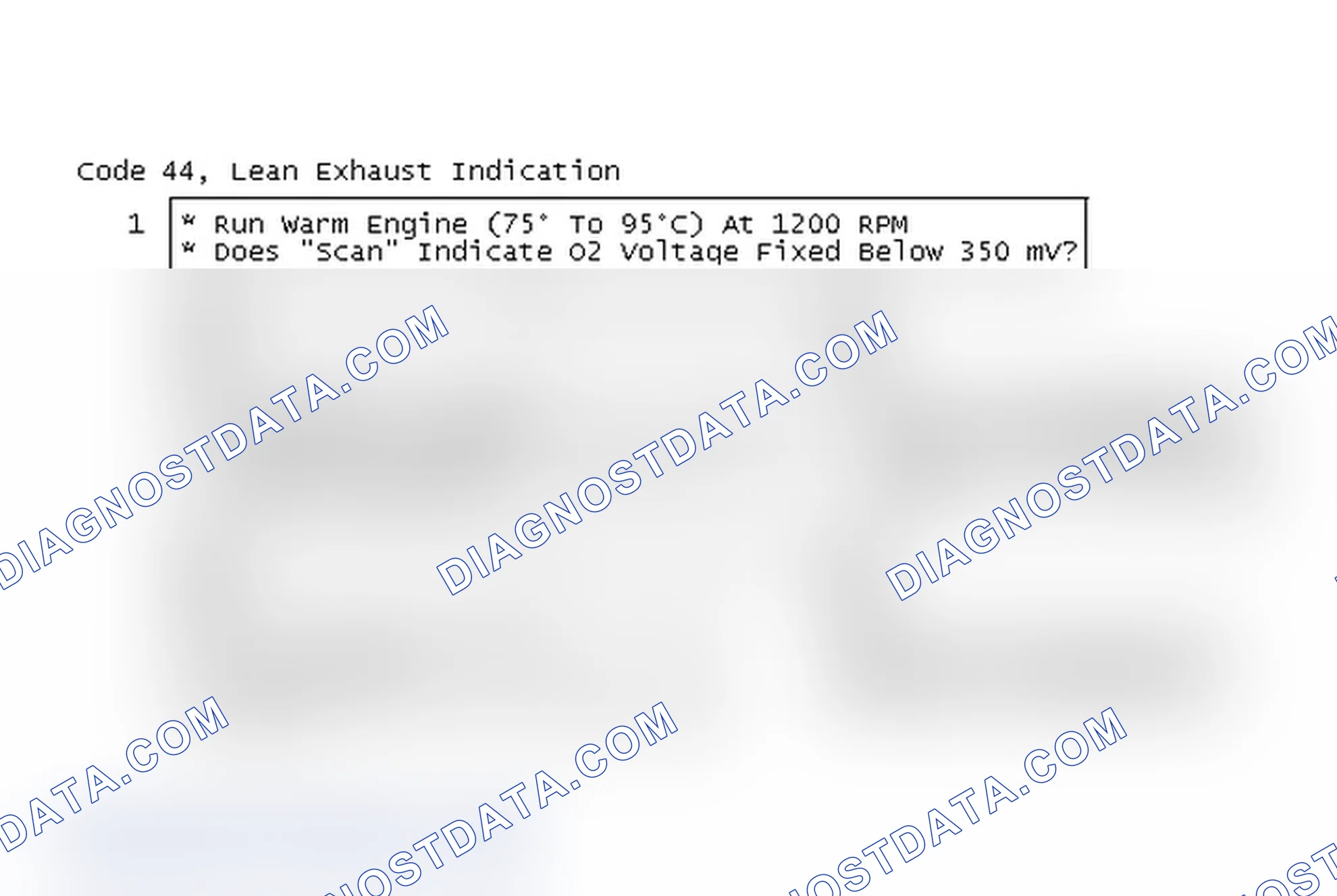 Scheme 76: Code 44, Lean Exhaust Indication
