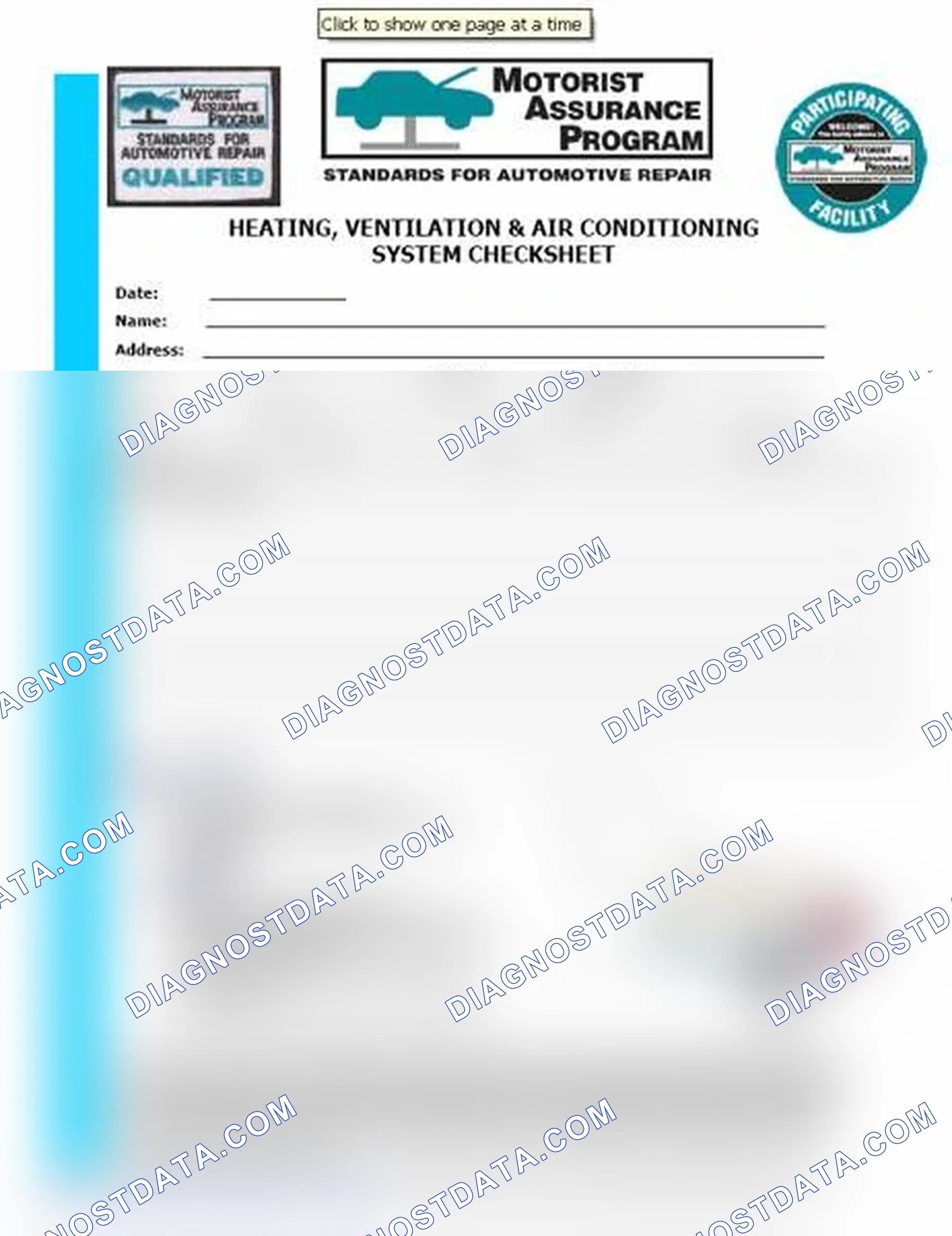 Scheme 15: Heating, Ventilation & Air Conditioning System Checksheet (1 Of 2)