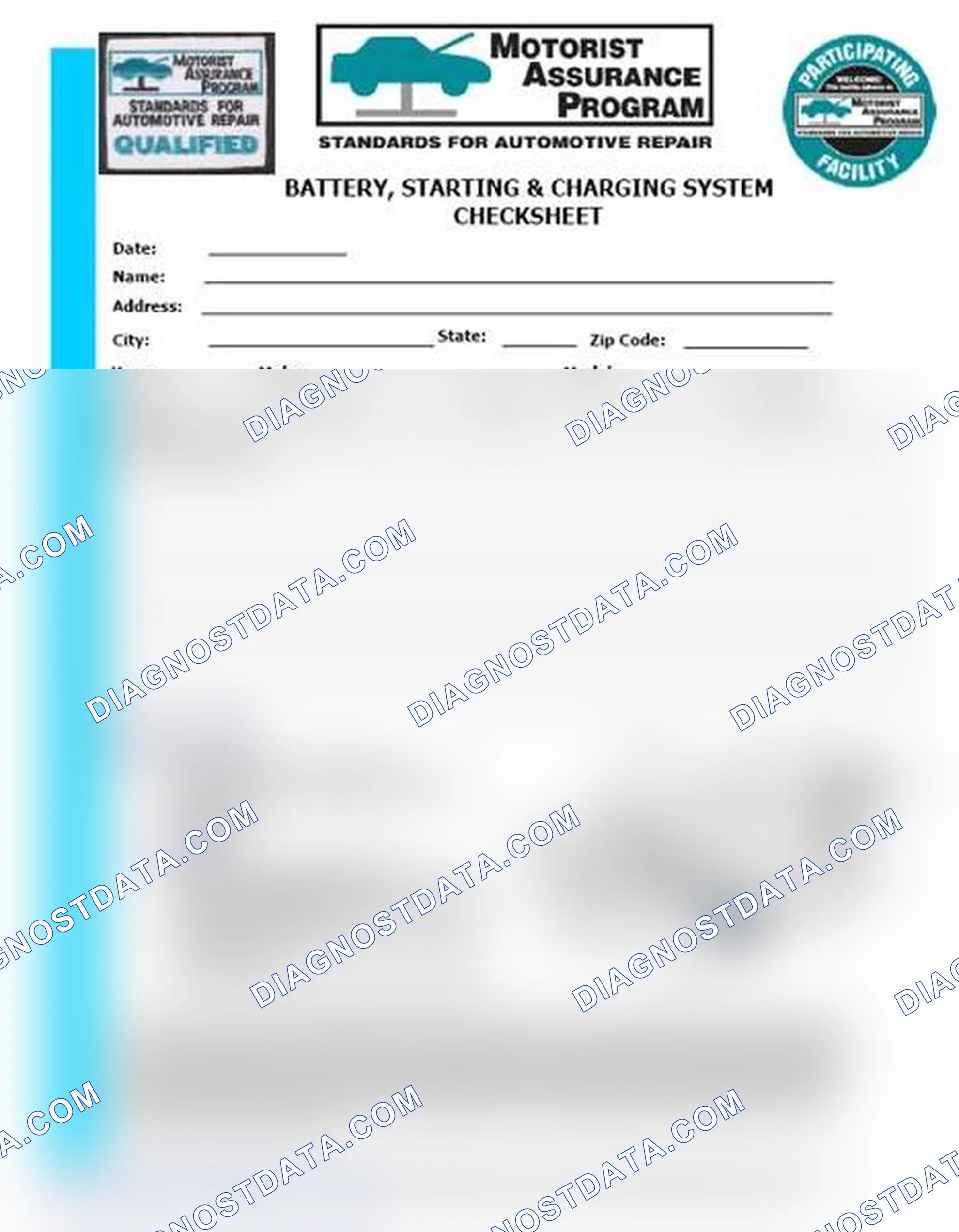 Scheme 3: Battery, Starting & Charging System Checksheet (1 Of 2)