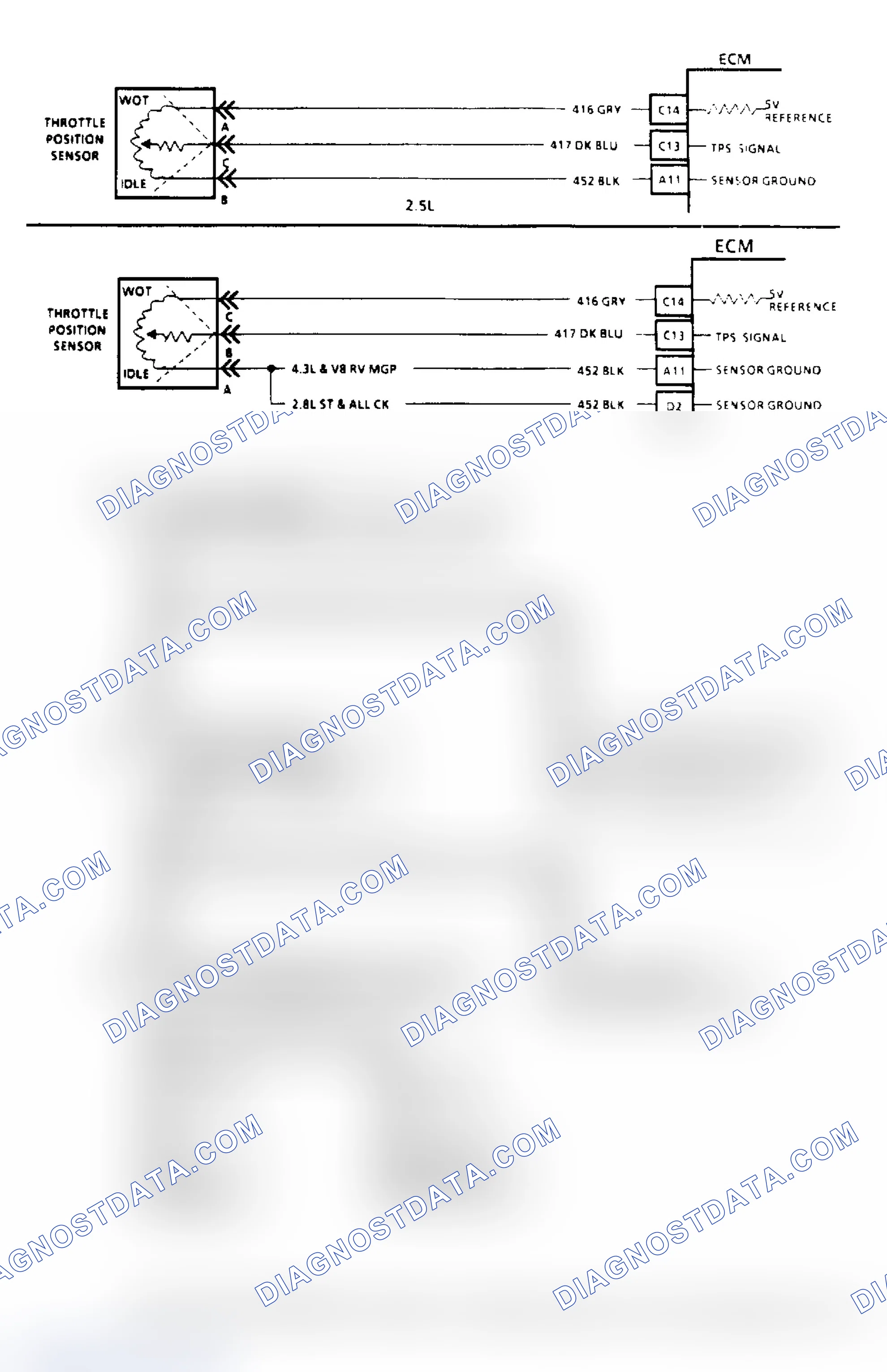 Scheme 89: Code 21, TPS Signal Voltage High Flow Chart & Schematic