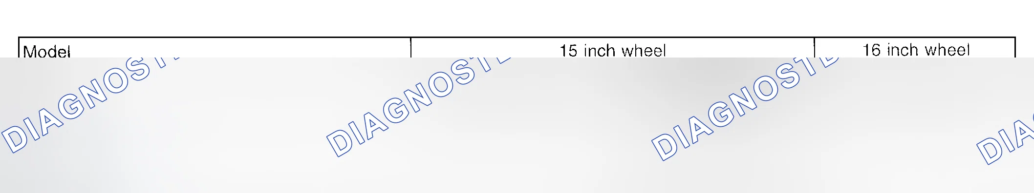 Scheme 16: Tire Specifications Chart