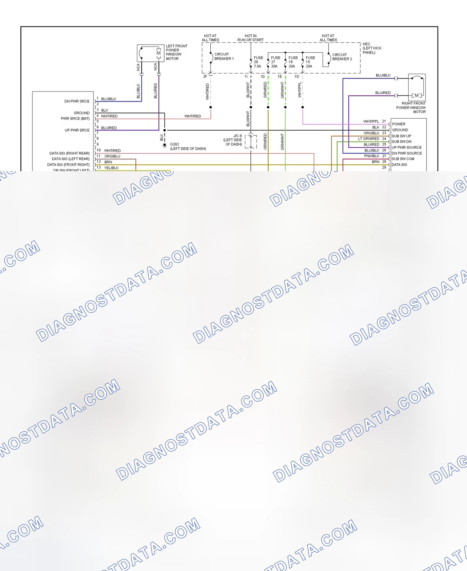 Fig. 2: Power Windows Wiring Diagram (J30)