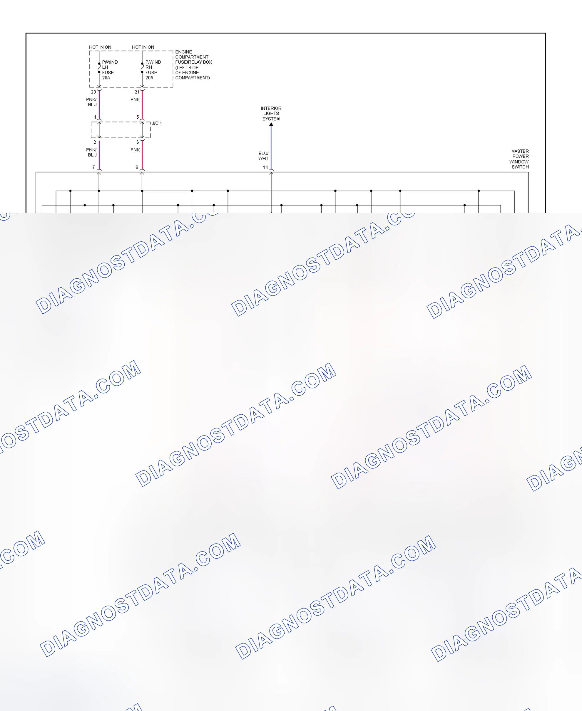 Scheme 1: Power Window System Wiring Diagram (Sephia & Spectra)