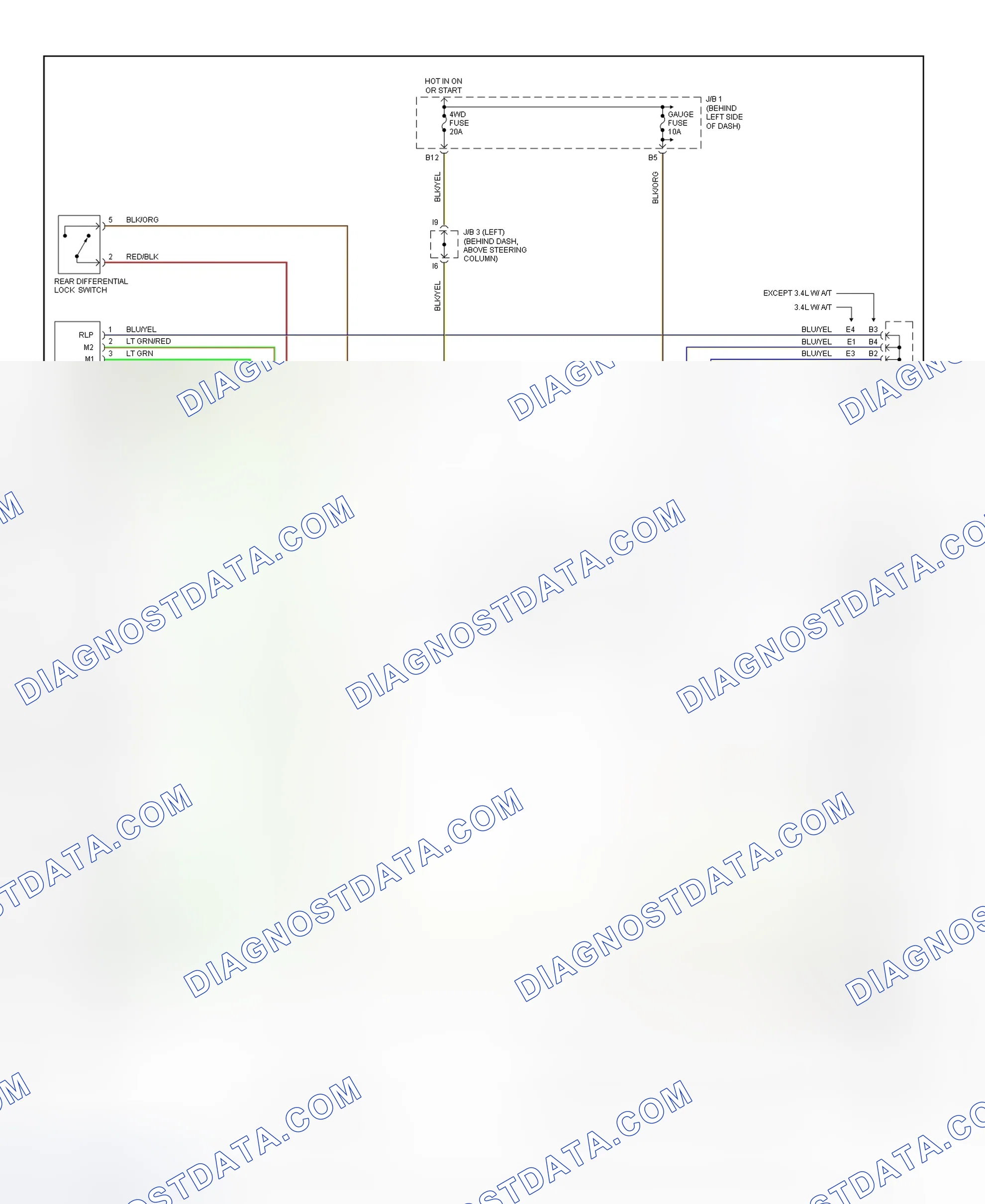 Scheme 43: Rear Differential Lock System Wiring Diagram (2000 Tacoma - California)