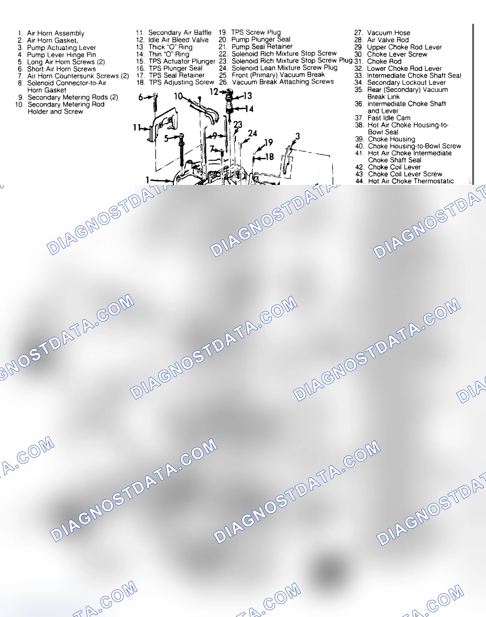 Scheme 18: Exploded View of Rochester E4ME Carburetor