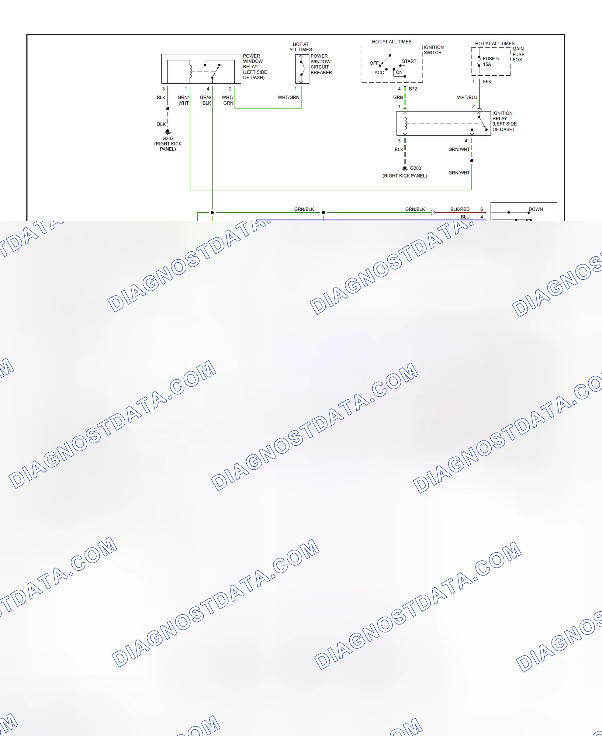 Scheme 6: Power Window System Wiring Diagram (Forester)